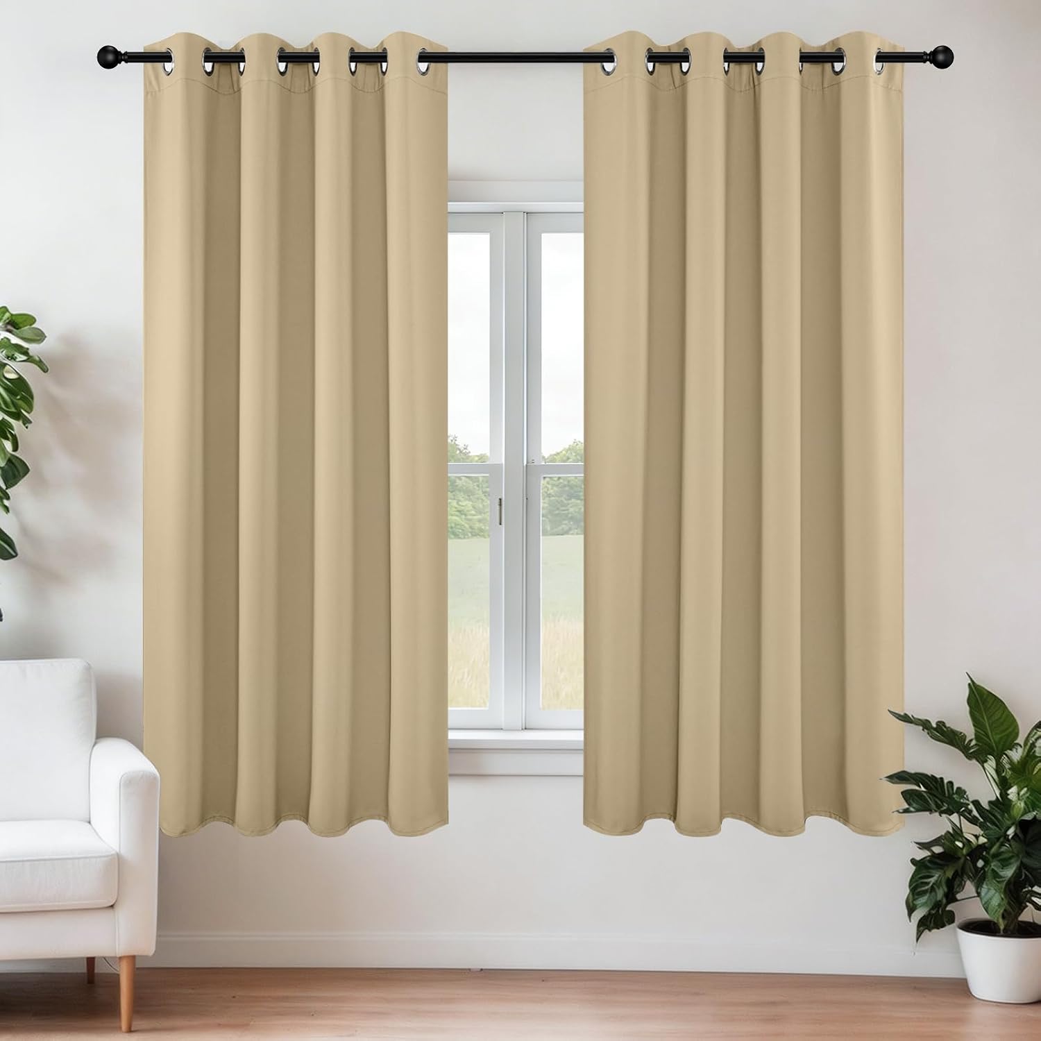 Joydeco Blackout Curtains 54 Inch Length 2 Panels Set, Thermal Insulated Long Curtains& Drapes 2 Burg, Room Darkening Grommet Drapes for Li…