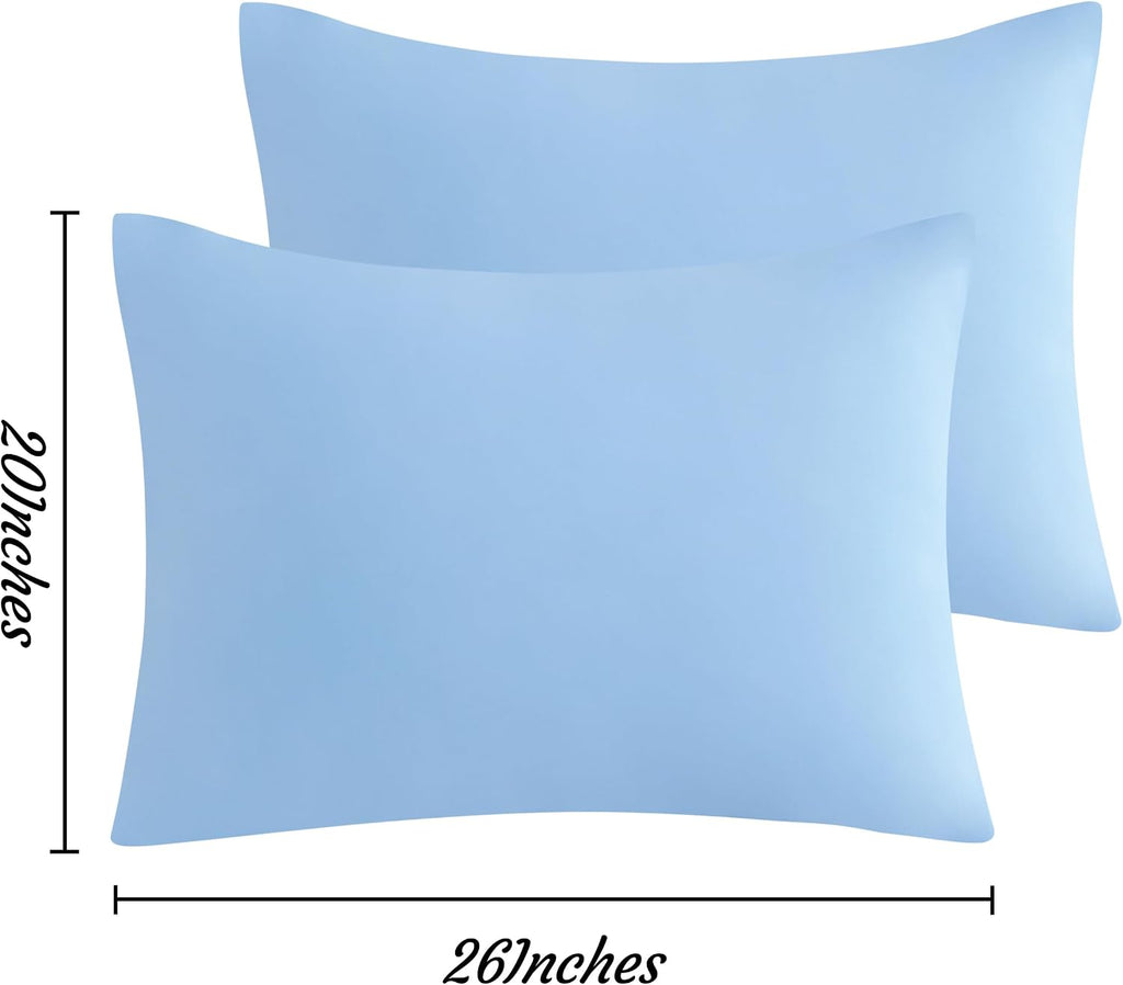 Ntbay Standard Pillow Cases Set of 2, 2 Pack Brushed Microfiber 20x26 Pillow Cases, Soft, Wrinkle, Fade, Stain Resistant Sky Blue Pillow Ca…