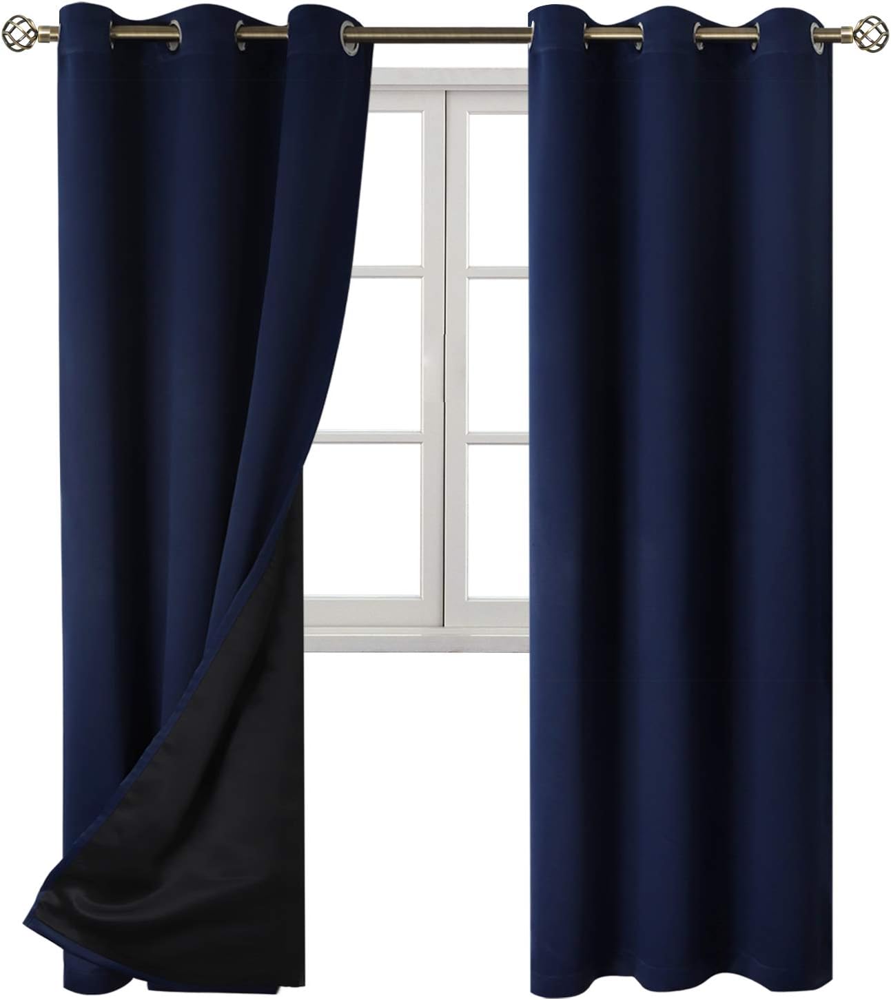 BGment Thermal Insulated 100% Blackout Curtains for Bedroom with Black Liner, Double Layer Full Room Darkening Noise Reducing Grommet Curta…