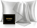 Infiixso Mulberry Silk Pillowcase for Hair and Skin, Silk Pillow Cases Standard Size with Hidden Zipper 20x26 Inches, Ultra Smooth and Soft…