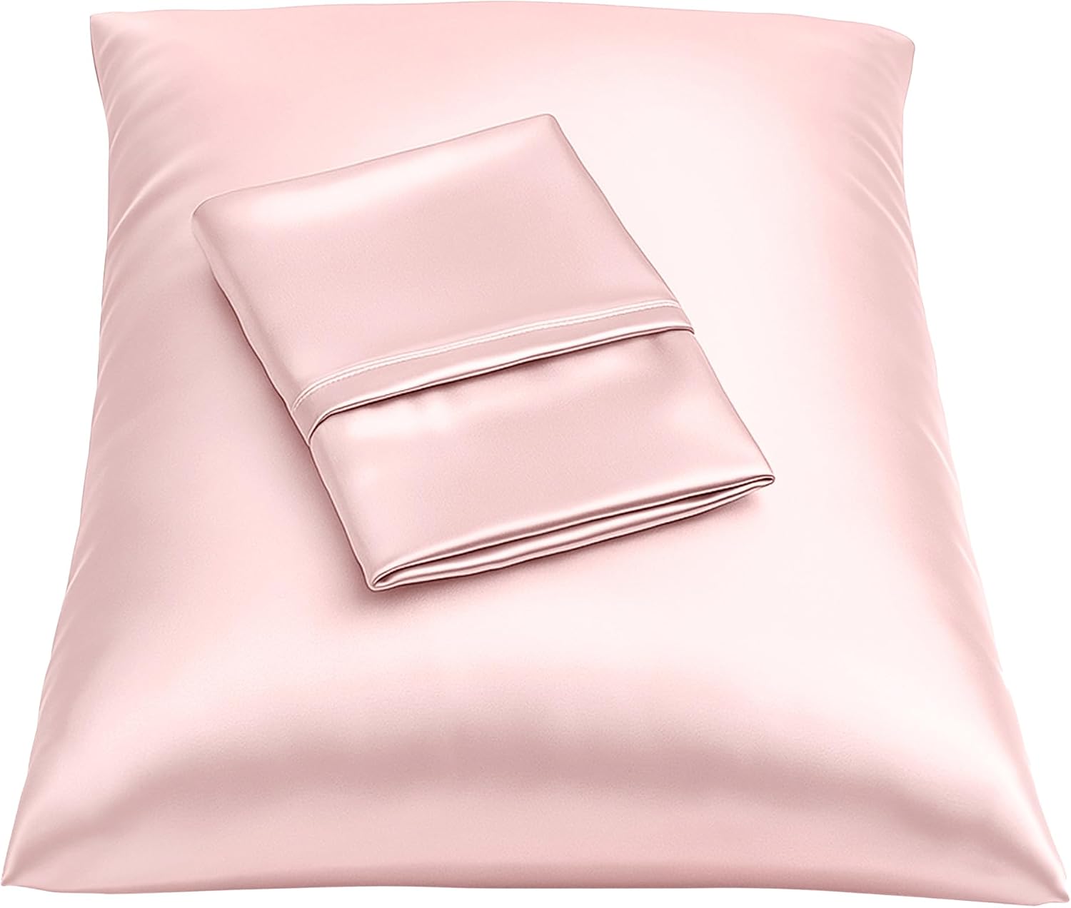 Blissford Pink Satin Pillowcase with Zipper, for Hair and fabric comfort, Feels Soft and Cool Like a Silk Pillowcase, Satin Pillow Cases…