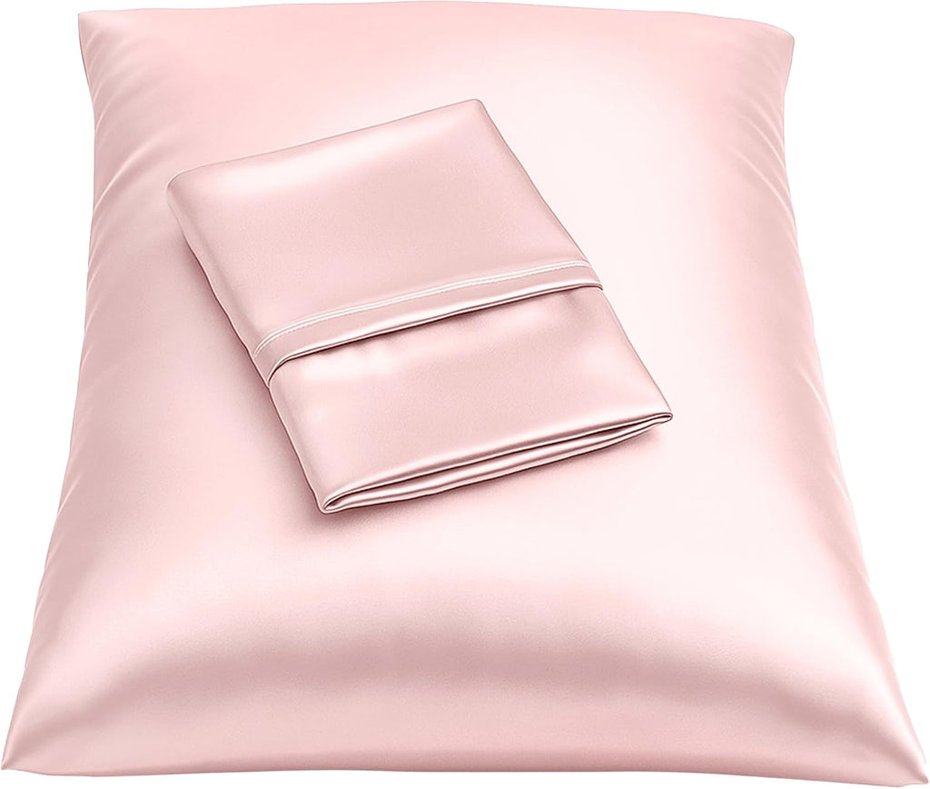 Blissford Pink Satin Pillowcase with Zipper, for Hair and fabric comfort, Feels Soft and Cool Like a Silk Pillowcase, Satin Pillow Cases…