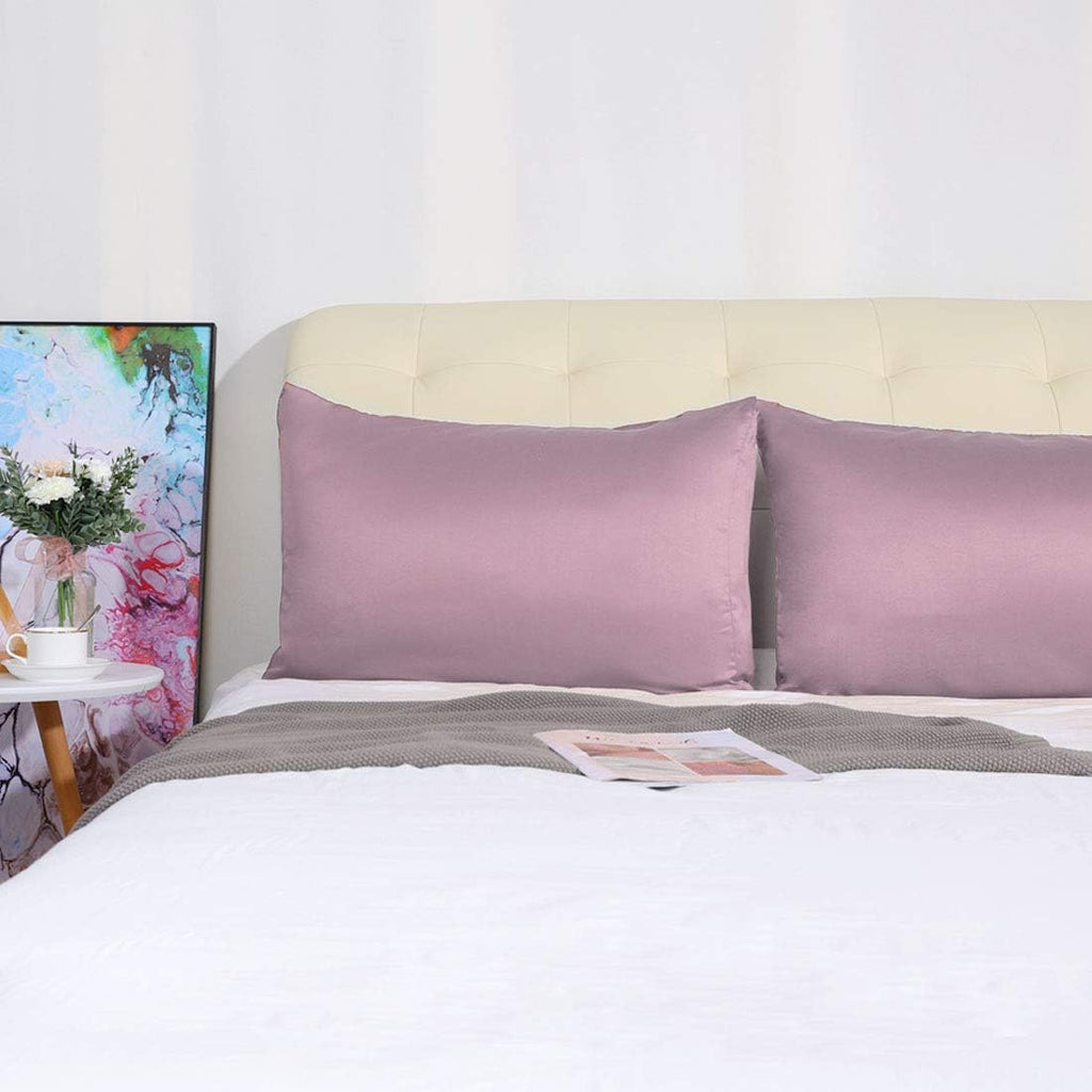 uxcell 2 Pack Silk Satin Pillowcase for Hair and Skin, Cool, Silky, Soft Breathable Pillow Cases Travel Size 14x20 Inch Sateen Pillowcase M…