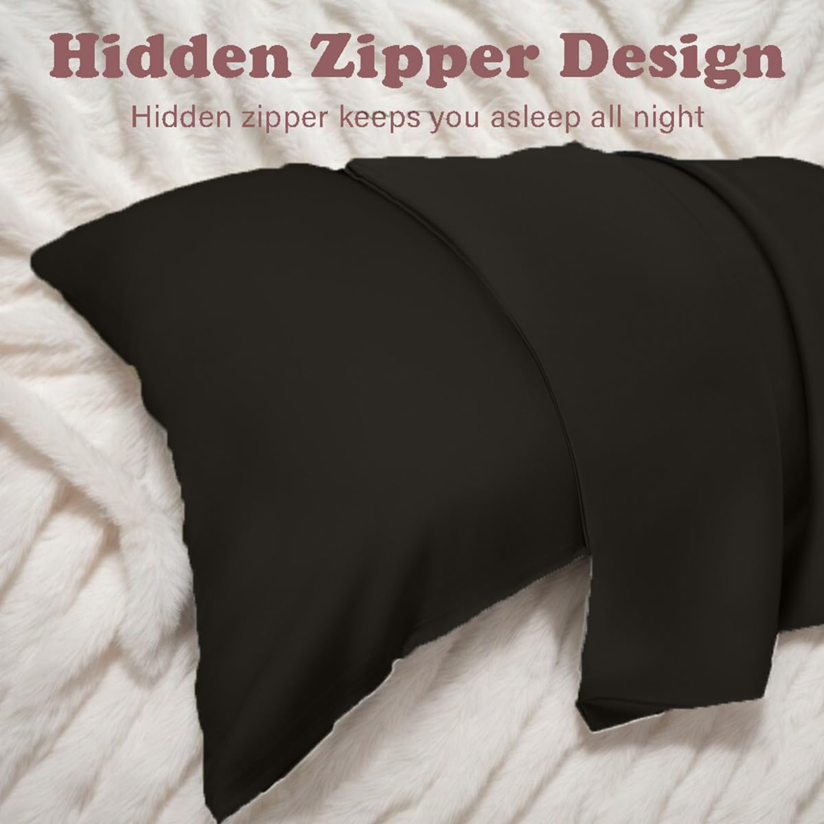 Mulberry Silk Pillow Cases Queen Size with Hidden Zipper, Ultra Smooth and Soft Breathable Cooling Silk Satin Pillowcase for Hair and…