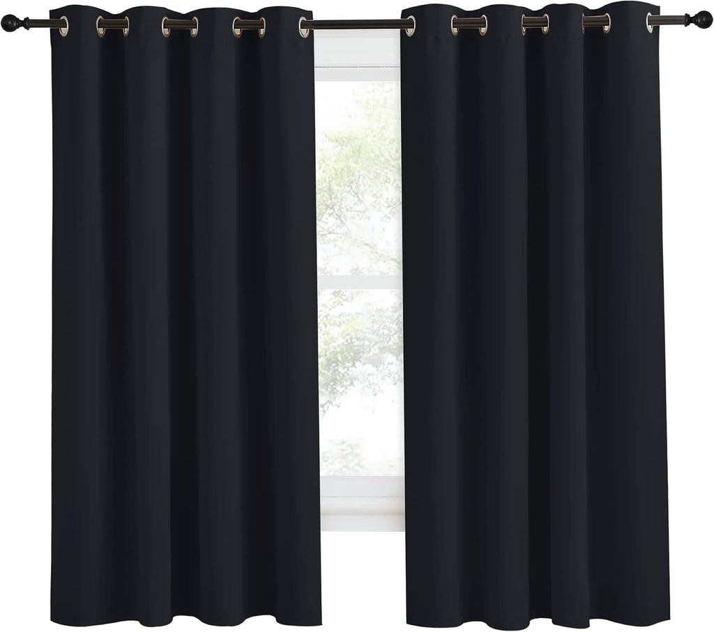 NICETOWN Black Blackout Curtain 68 inch Length, W55 x L68 Inch, 8 Grommets Top, 1 Piece, Thermal Insulated Modern Window Treatment…