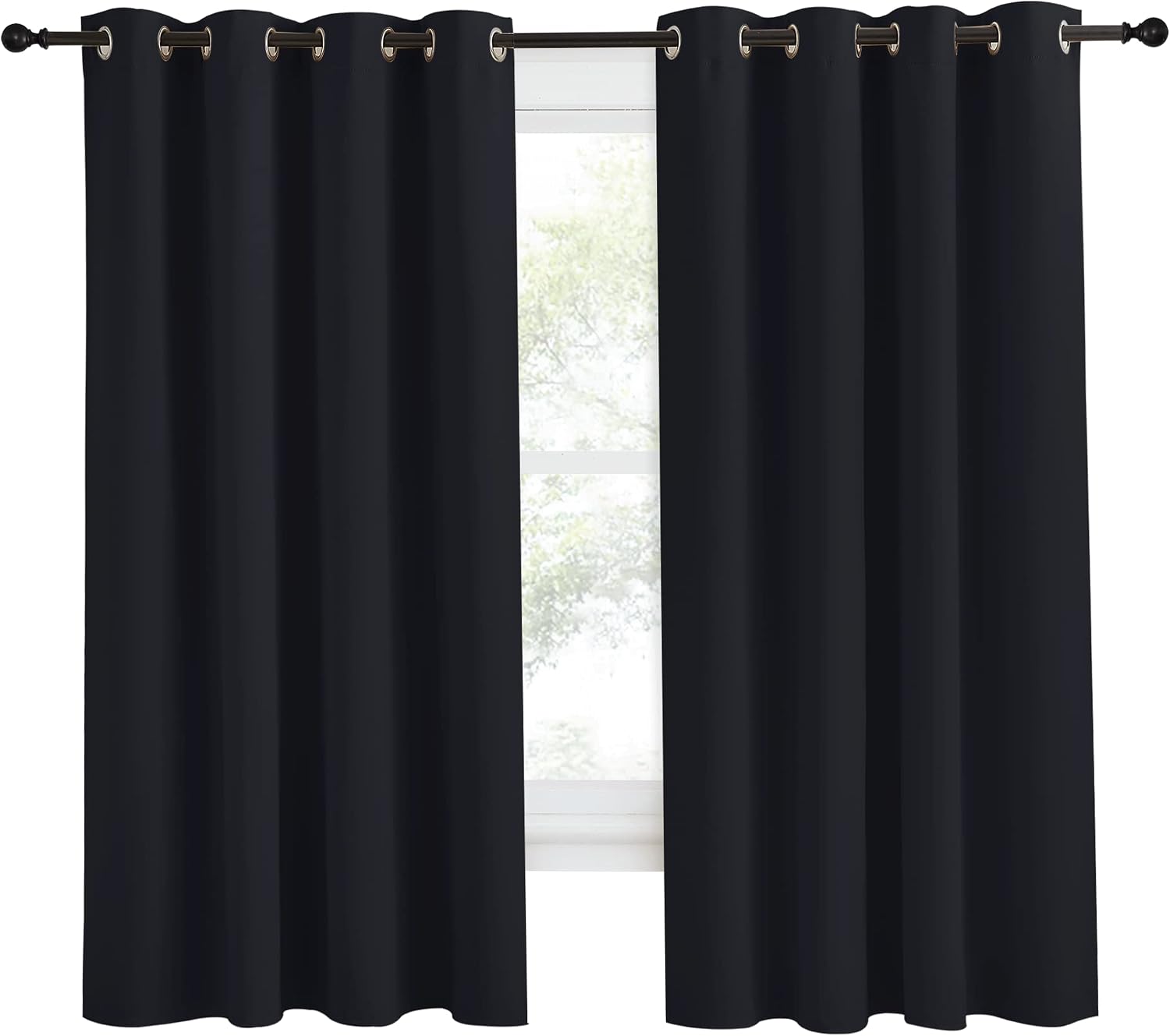 NICETOWN Black Blackout Curtain 68 inch Length, W55 x L68 Inch, 8 Grommets Top, 1 Piece, Thermal Insulated Modern Window Treatment…