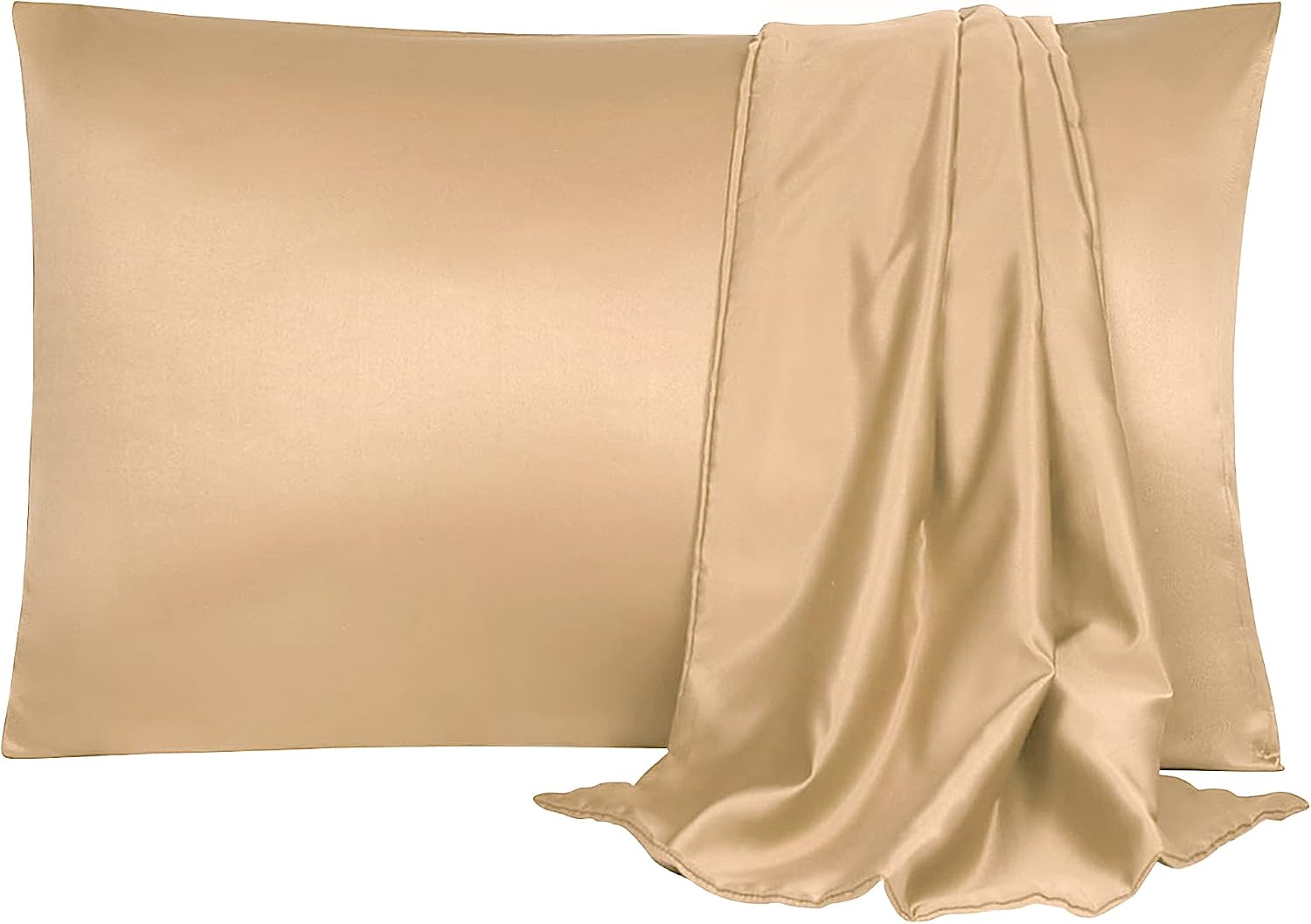 uxcell 2 Pack Silk Satin Pillowcase for Hair and Skin, Cool, Silky, Soft Breathable Pillow Cases Standard Size 20x26 Inch Sateen Pillowcase…