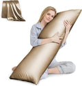Huxmeyson Body Pillow with Satin Pillowcase, Body Pillow for Adults, Removable Cover, Brown(20"x54" 1 count
