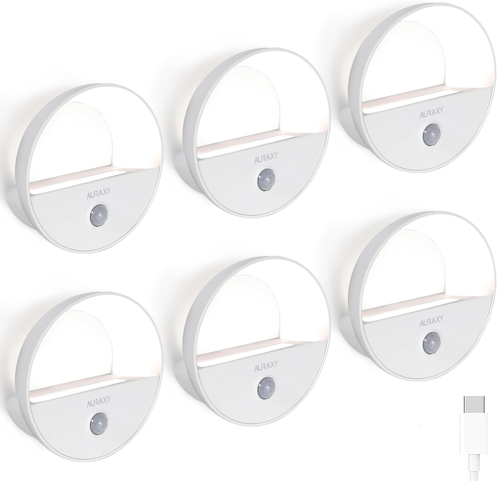 AURAXY Rechargeable Motion Sensor Night Light, Battery Night Lights LED Cool White Magnetic Stick-on Motion Sensored Hallway Light, with…