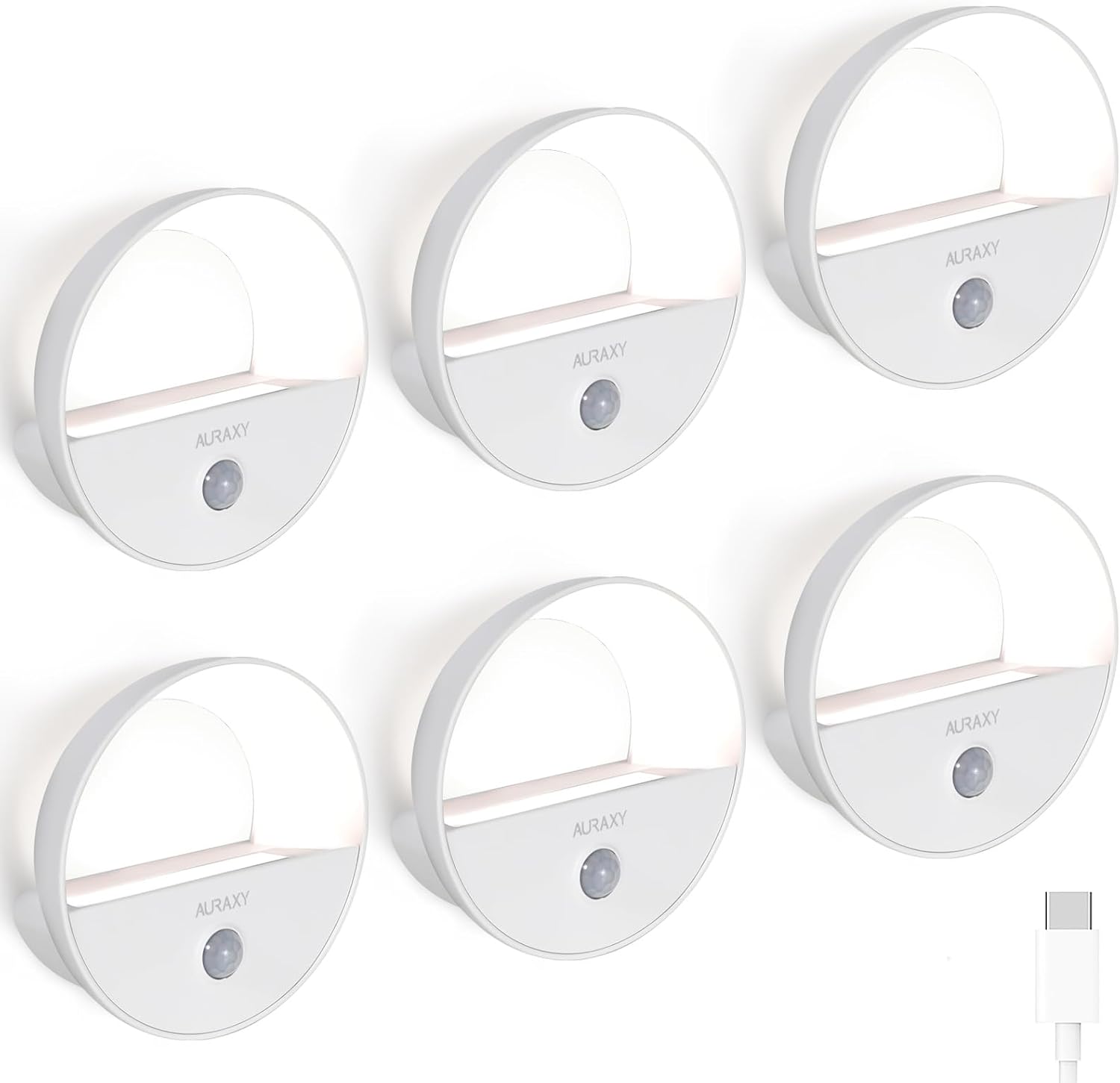 AURAXY Rechargeable Motion Sensor Night Light, Battery Night Lights LED Cool White Magnetic Stick-on Motion Sensored Hallway Light, with…