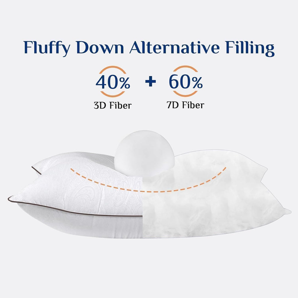 JOLLYVOGUE Pillows Queen Size Set of 2 for Sleeping, Soft and Supportive Bed Pillow with Down Alternative Filling for Side and Back…