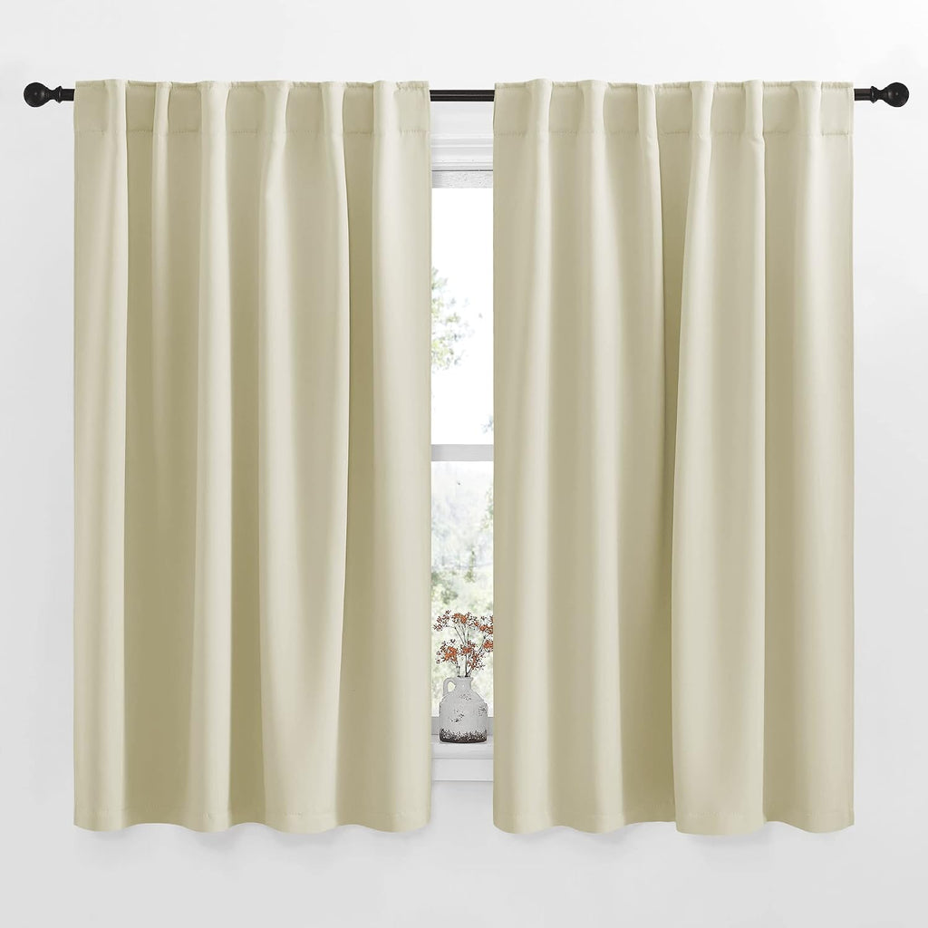 Nicetown Small Window Curtains for Kitchen, Home Decoration Room Darkening Curtains for Laundry, Cupboard (Beige, 52" Wide x 54" Long per P…