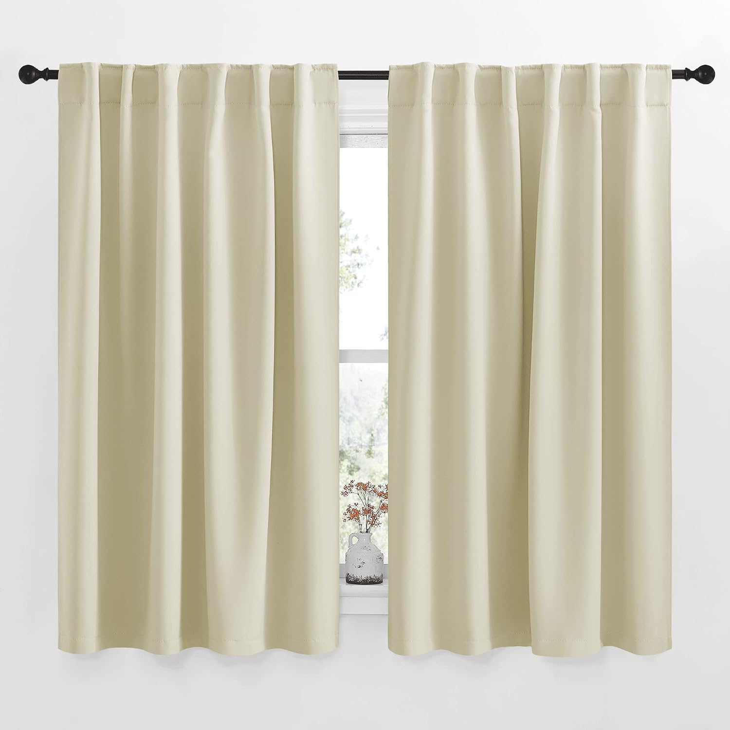 Nicetown Small Window Curtains for Kitchen, Home Decoration Room Darkening Curtains for Laundry, Cupboard (Beige, 52" Wide x 54" Long per P…