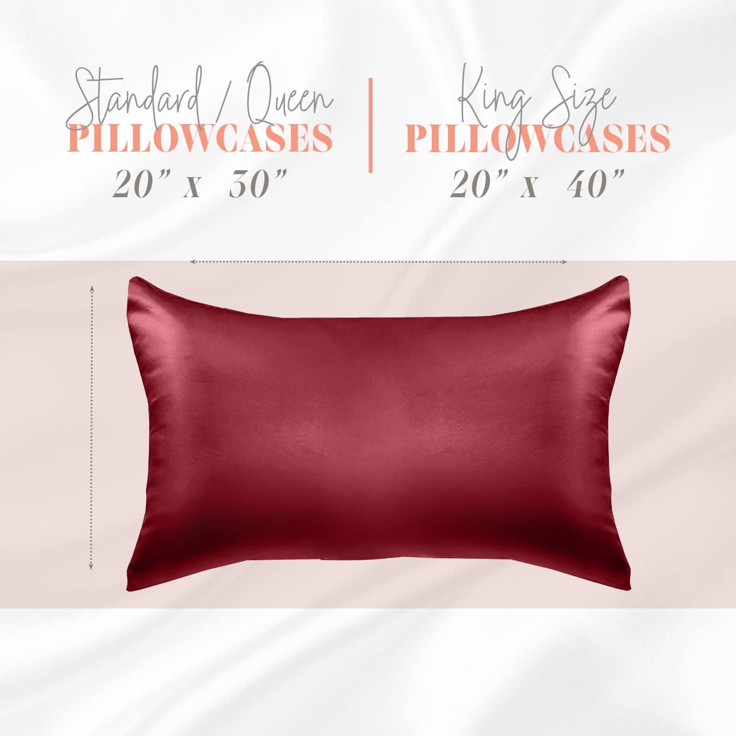 Elegantcomfort Elegant Comfort Silky and Luxurious 2-Piece Satin Pillowcase Set for Healthier Skin and Hair, Hidden Zipper Closure and Beau…