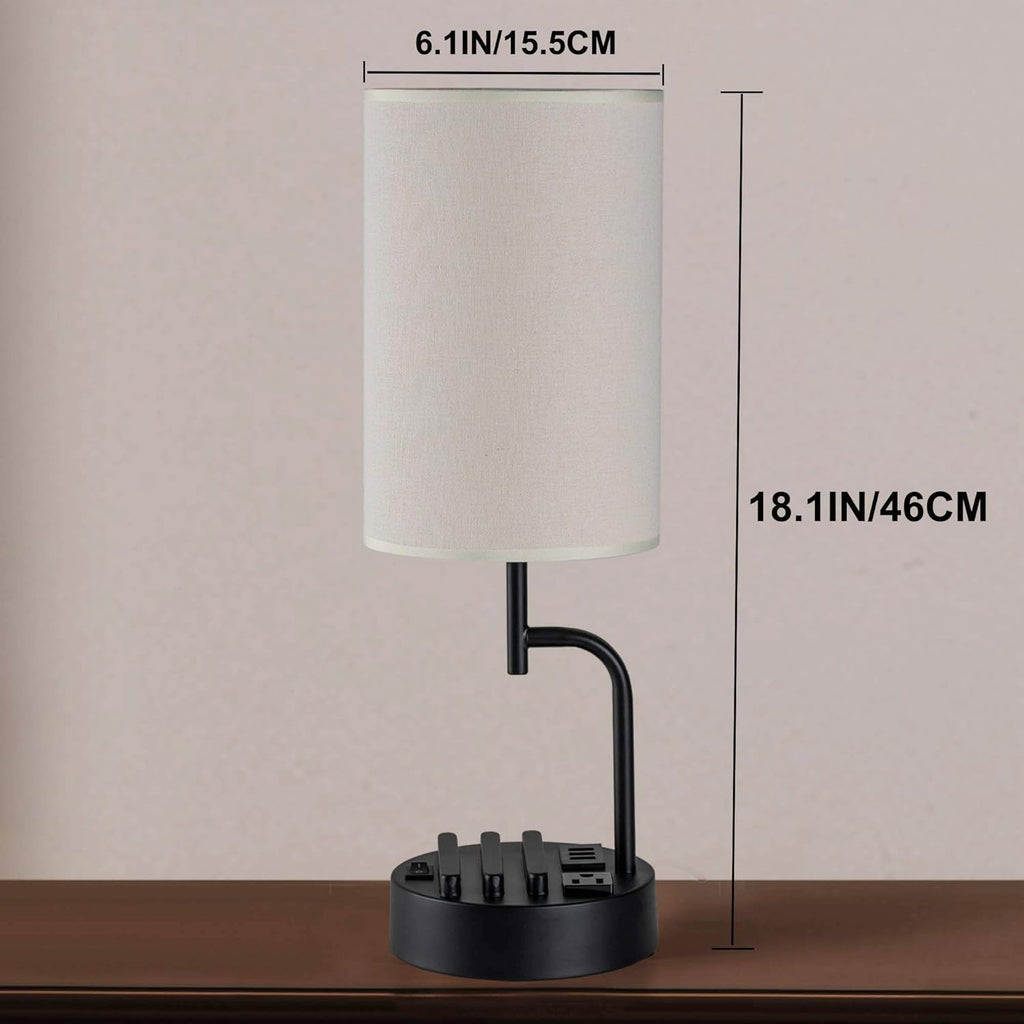 Dreamholder Table Lamp with 3 USB Charging Ports, Modern Desk Lamp with AC Outlet and Phone Stands, Perfect Bedside Lamp for Bedroom…