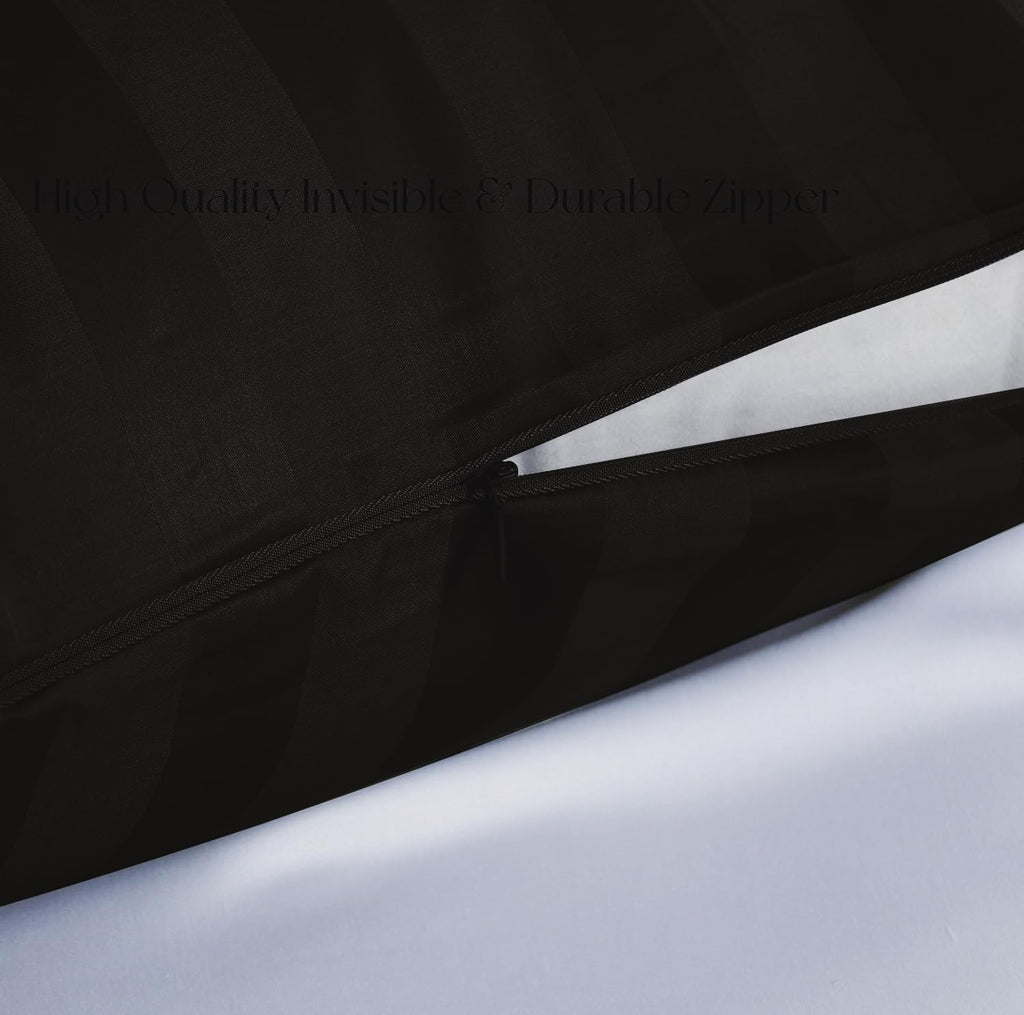 ZaizaiHome Pillow Cases King Size, 100% Egyptian Cotton Pillow Protectors with Zipper, 400 Thread Count Sateen Weave Black Pillowcases King…