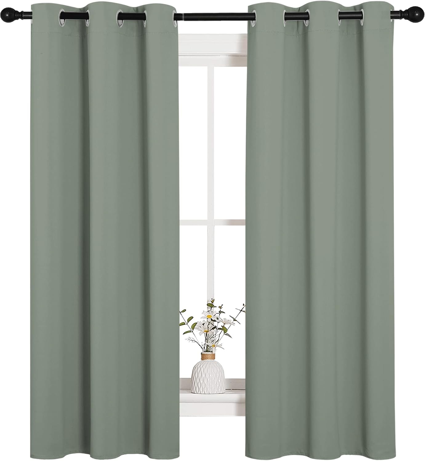 NICETOWN Bedroom Curtain Panels Blackout Draperies, Thermal Insulated Solid Grommet Blackout Curtains/Drapes (1 Pair, 34 by 63 inches…