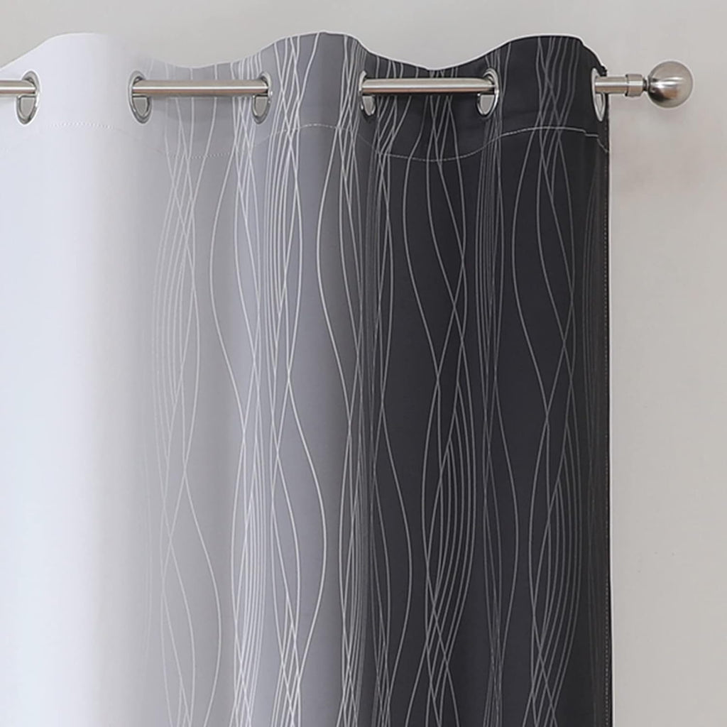 Estelartextiler Estelar Textiler Black and Greyish White Blackout Curtains 45 Inch Length, Light Blocking Gradient Drapes for Bedroom, Ther…