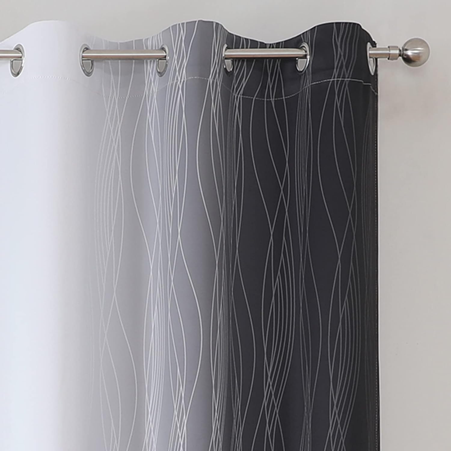 Estelartextiler Estelar Textiler Black and Greyish White Blackout Curtains 45 Inch Length, Light Blocking Gradient Drapes for Bedroom, Ther…