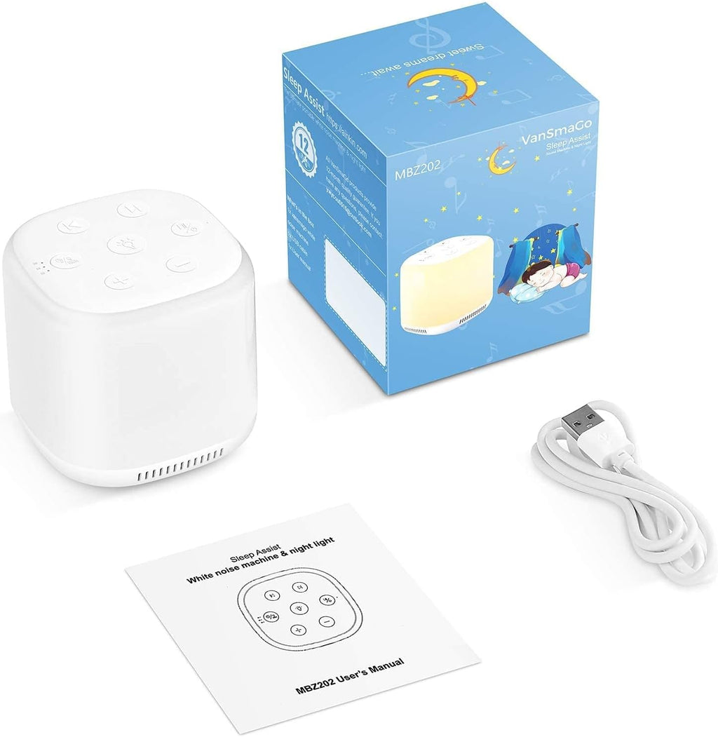 VanSmaGo White Noise Sound Machine Baby for Sleeping with Night Light – 34 Soothing Sounds, Rechargeable White Noise Machine for Baby…