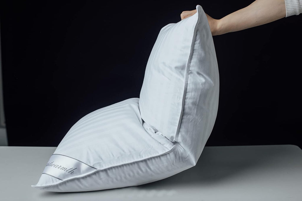 Goose Down Feather Soft Pillows One Pillow 100% Cotton Supportive Bed Pillow Stripe White Color King Size 20x36 inch