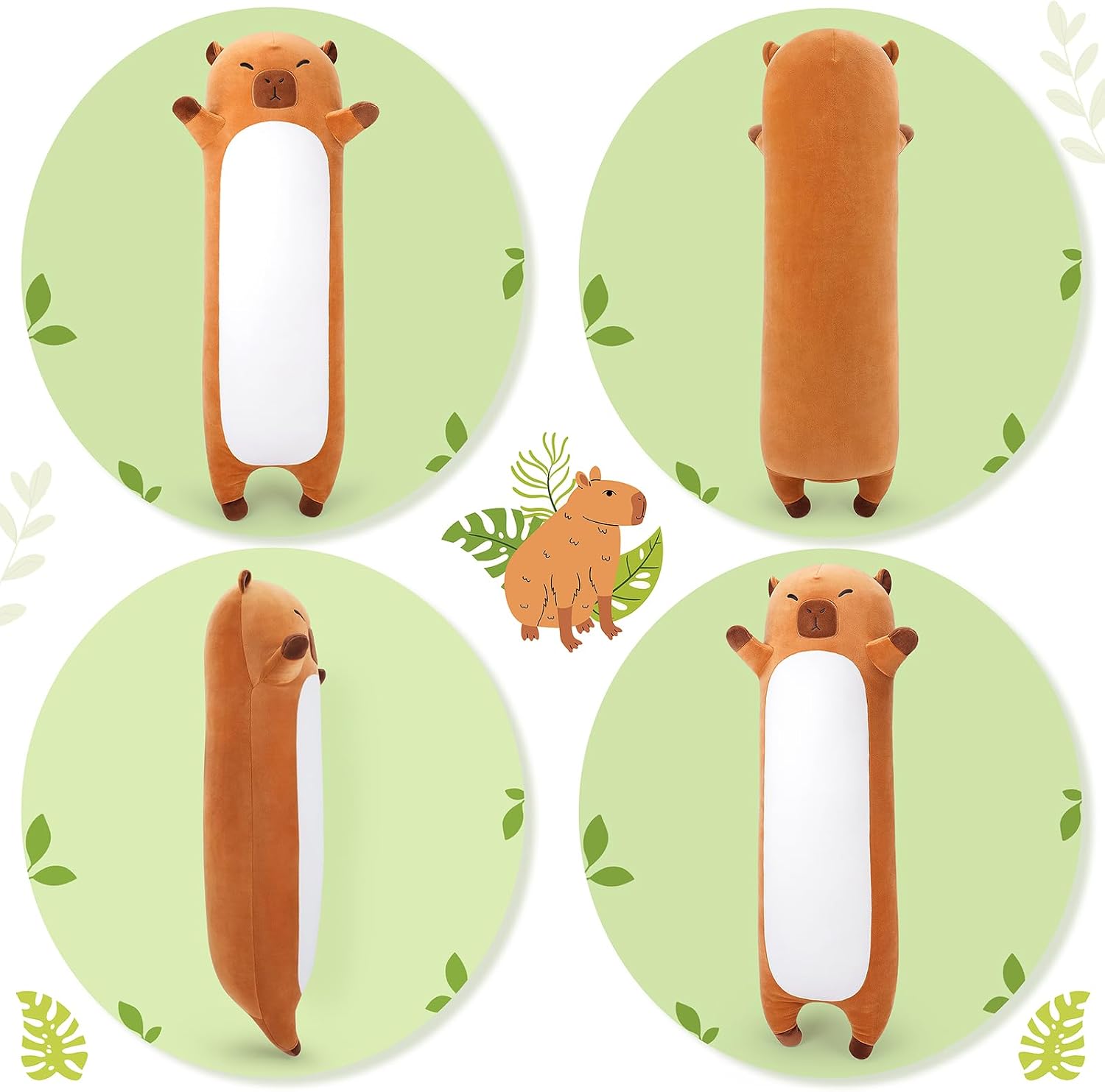 Large Capybara Stuffed Animal,33.5” Long Capybara Plush, Cute Plushies Animal Body Pillow, Kawaii Big Plush Toy Animals Gifts, Animals…