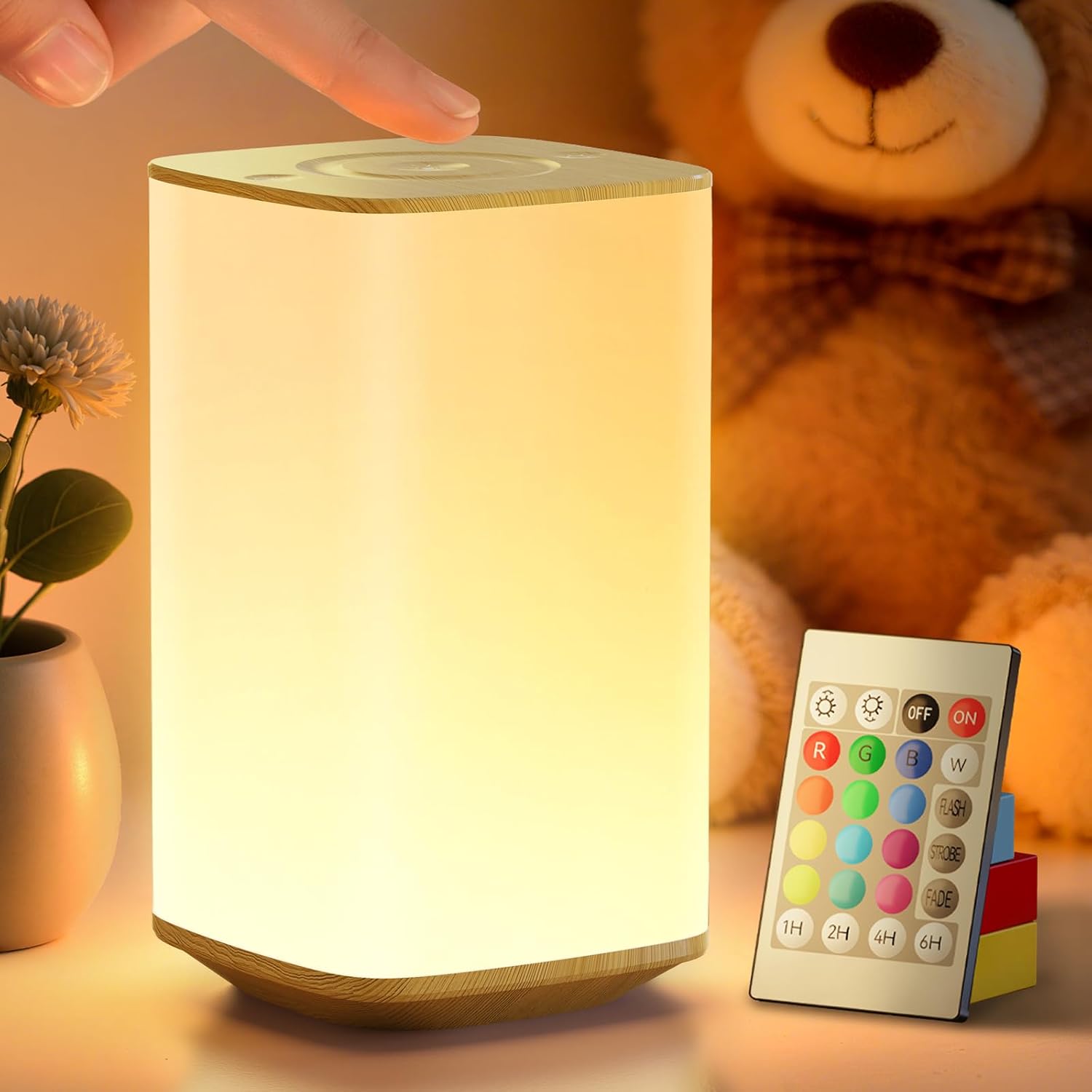 Auxmir Baby Night Light for Nursery, 4000mAh Rechargeable Night Lamp with Remote & Touch Control, Dimmable Light + 256 RGB Colors, 1/2/4/6H…