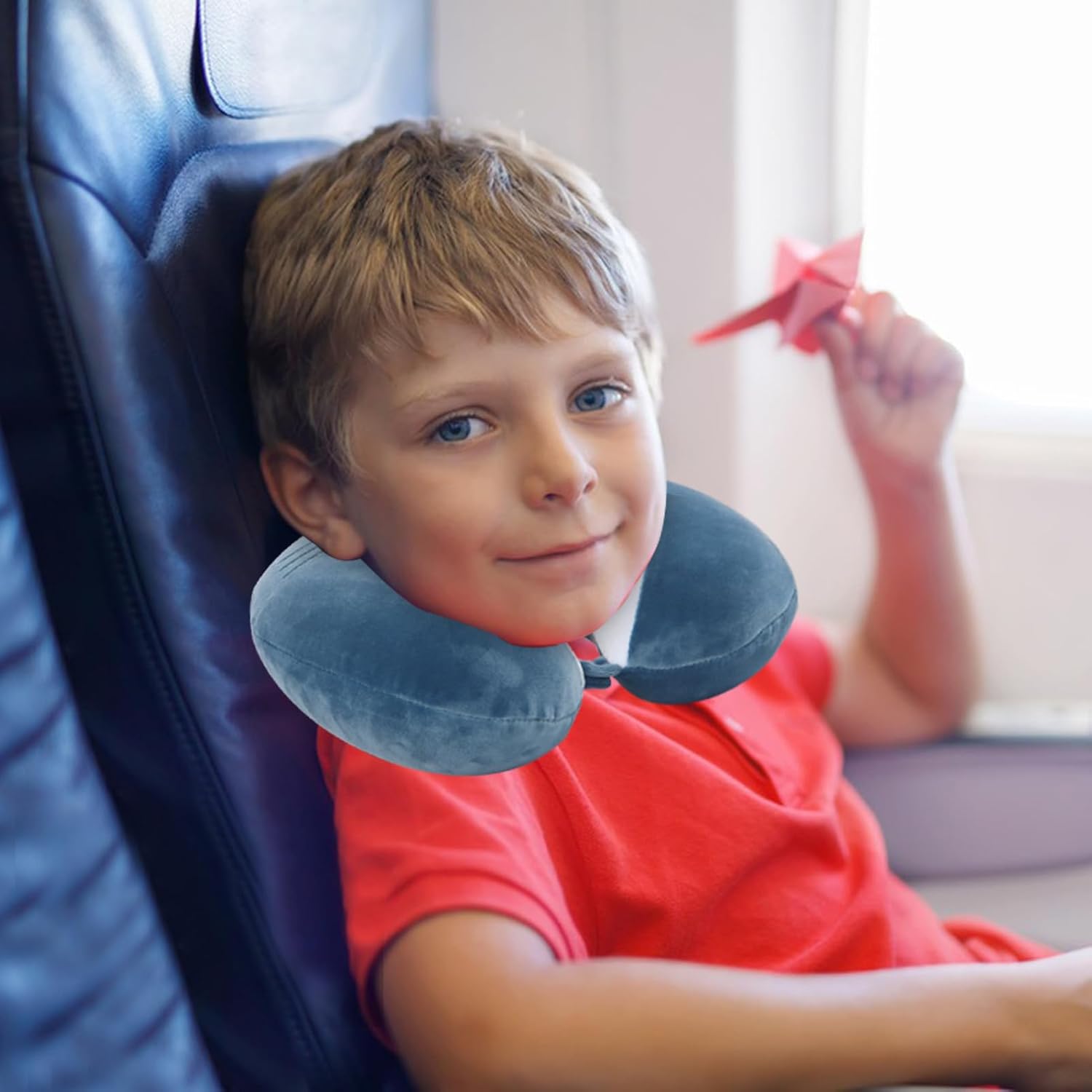MissSoul Cute Travel Neck Pillow, Kids Neck Pillow for Travel with Sleep Eye Mask, Memory Foam Cartoon Flight Sleeping Headrest Pillow for…