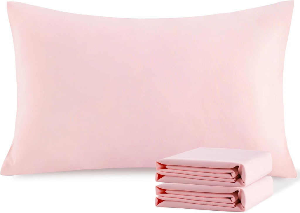 Ntbay Standard Pillowcase Set - 2 Pack Brushed Microfiber 20x26 Pillowcases - Soft, Wrinkle-Free, Fade-Resistant, Stain-Resistant, Blush Pi…