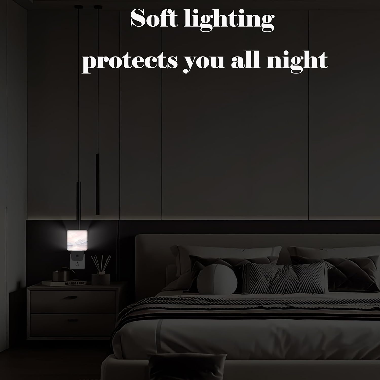 Mountain and River Night Light, Plug Into Wall with Dusk to Dawn Light Sensors, Warm Nightlights for Bedroom, Bathroom, Hallway, Kitchen…