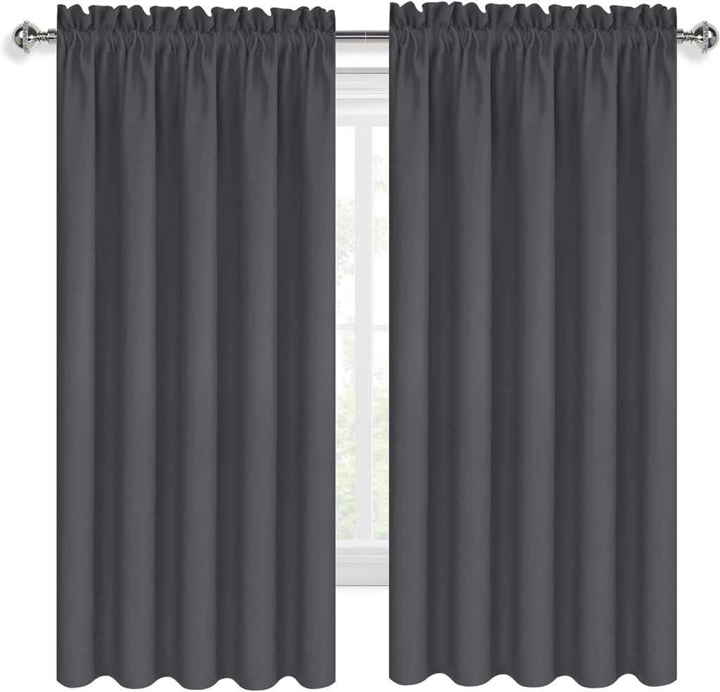 DWCN Bedroom Blackout Curtains 70 x 63 Inches Length 2 Panels Set, Solid Thermal Insulated Energy Saving Rod Pocket Window Treatment…