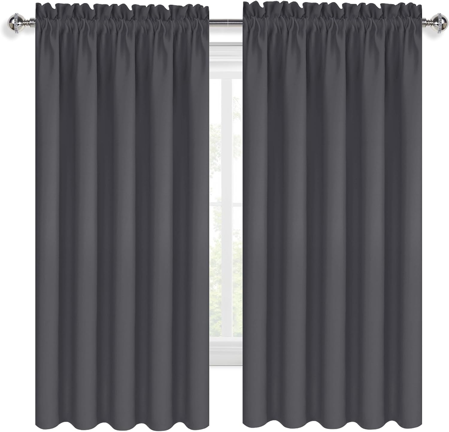 DWCN Bedroom Blackout Curtains 70 x 63 Inches Length 2 Panels Set, Solid Thermal Insulated Energy Saving Rod Pocket Window Treatment…