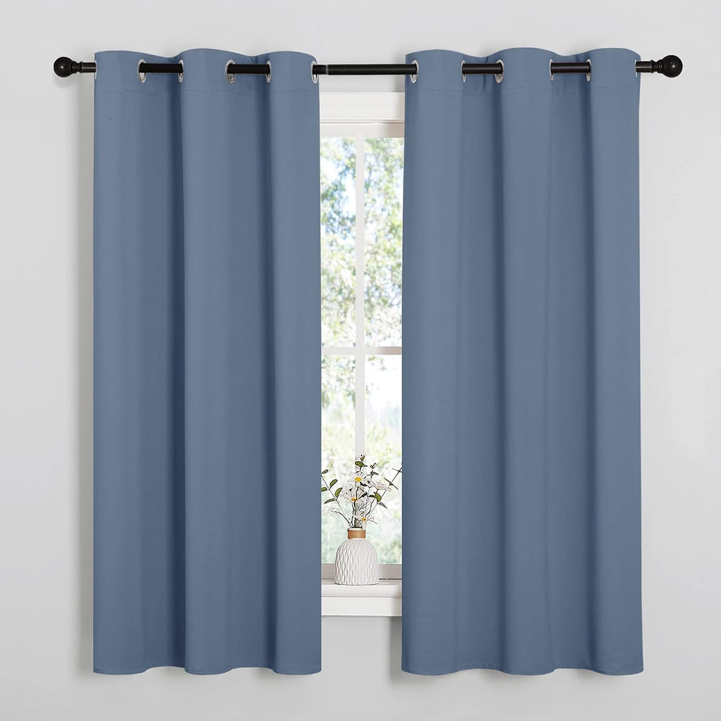 NICETOWN Home Fashion Thermal Insulated Solid Grommet Blackout Window Treatment Curtain Panels for Loft, Cafe (Stone Blue, 1 Pair, 42…