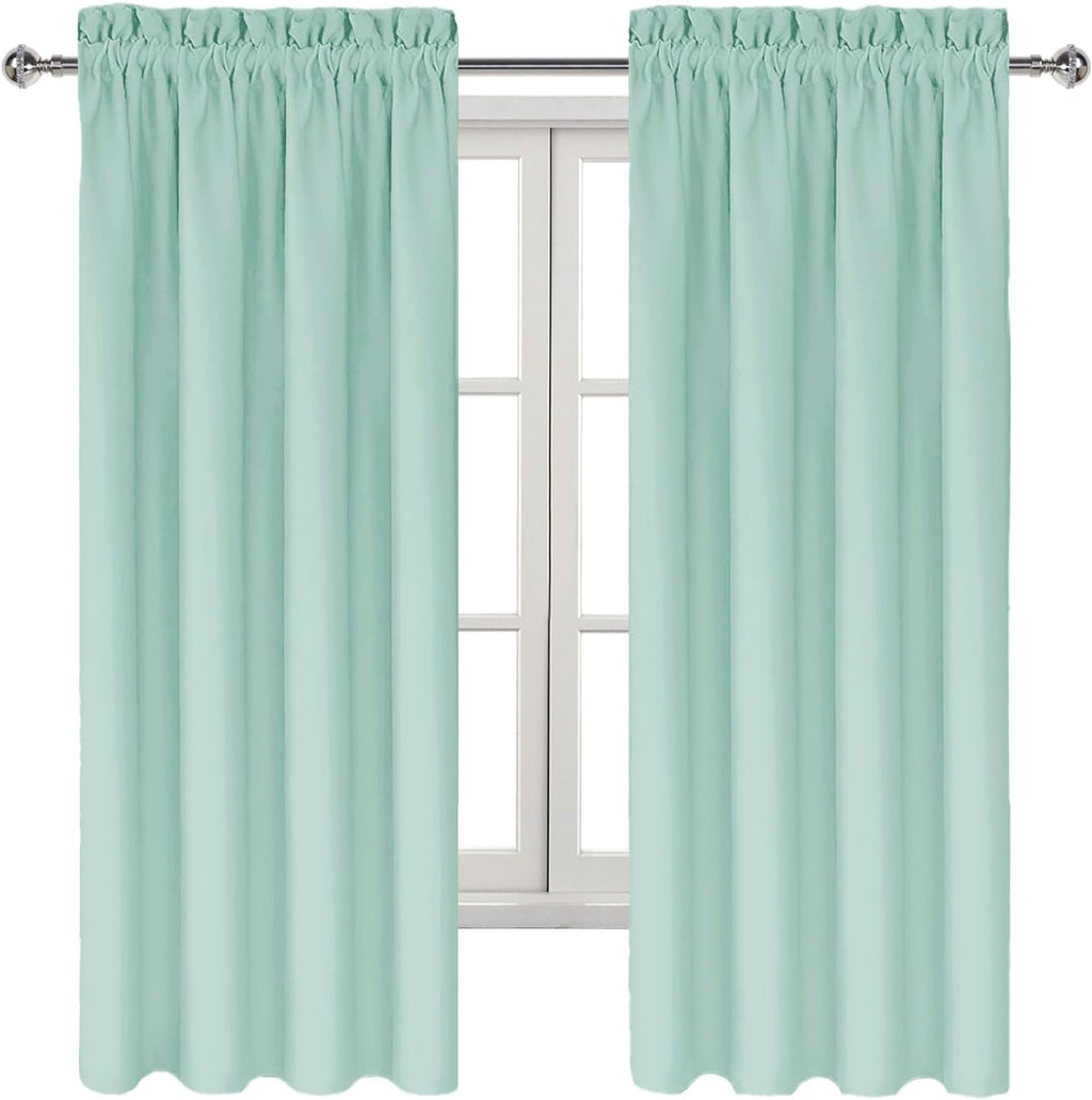 DWCN Blackout Curtains for Living Room Thermal Insulated, Energy Saving & Noise Reducing Bedroom Curtains, Mint Green, W 42x L 63 Inch…