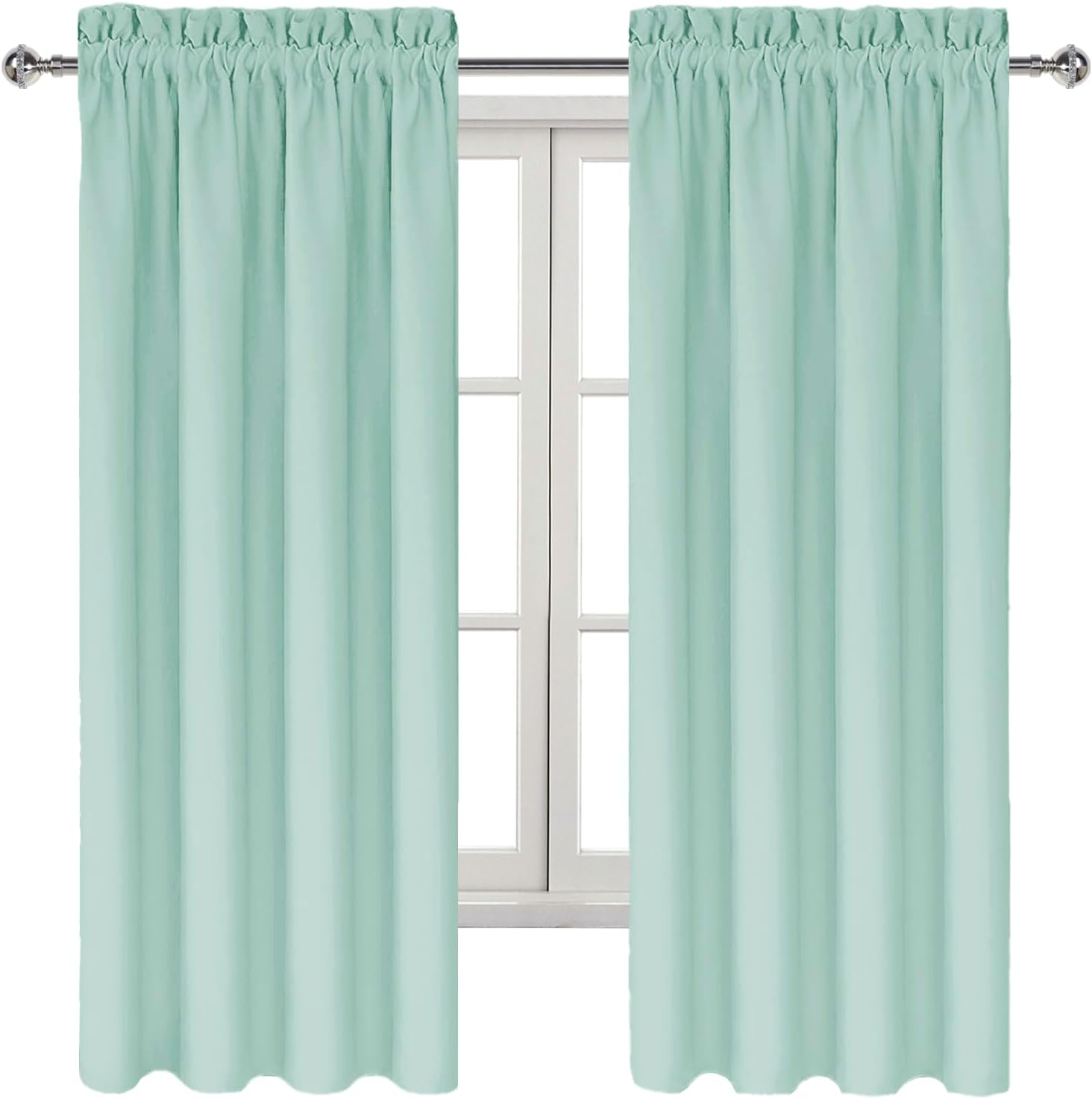 DWCN Blackout Curtains for Living Room Thermal Insulated, Energy Saving & Noise Reducing Bedroom Curtains, Mint Green, W 42x L 63 Inch…