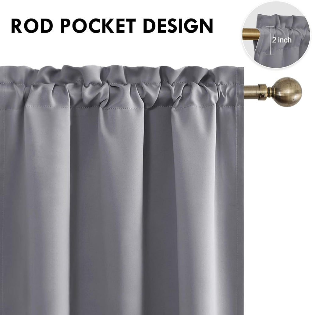 DWCN Blackout Curtains for Living Room Thermal Insulated, Energy Saving & Noise Reducing Bedroom Curtains, Grey, W 70x L 84 Inch, Set of…