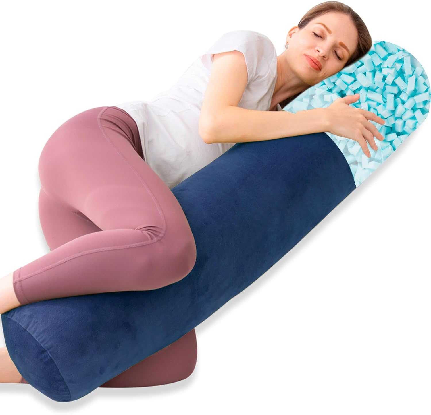 1Middleone 1 MIDDLE ONE Body Pillow, Memory Foam Round Body Pillows for Adults, Firm Long Bolster Pillow for Bed, Cylinder Tube Roll Pillow…