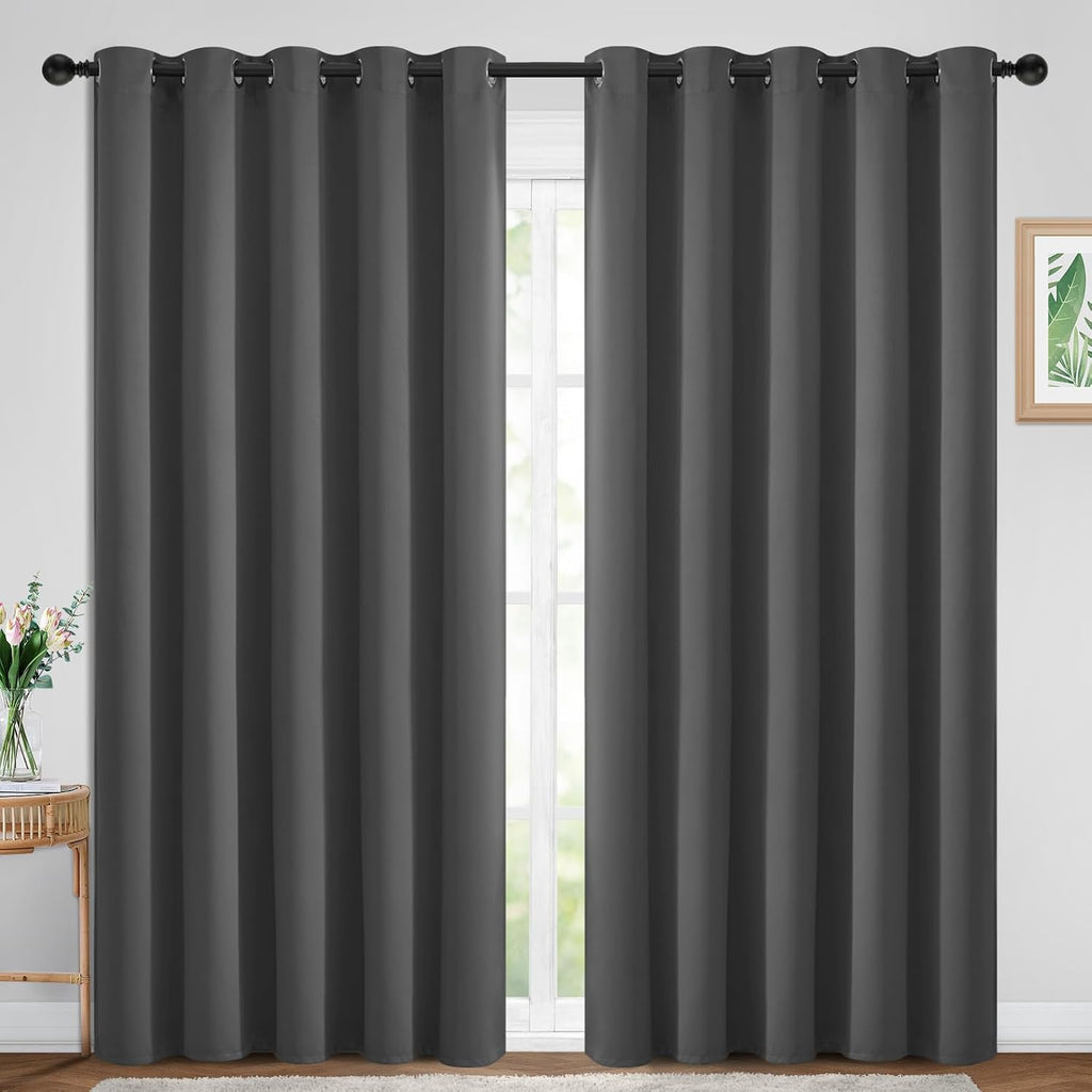 Yakamok Blackout Curtains Room Darkening Thermal Insulated Window Panels, Solid Grommet Top Drapes for Bedroom/Living Room(70Wx84L…