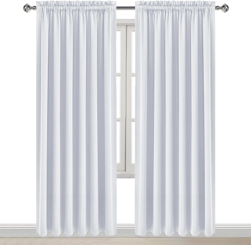 DWCN White Curtains for Living Room Thermal Insulated, Energy Saving & Noise Reducing Bedroom Curtains, White, W 70x L 84 Inch, Set of 2…