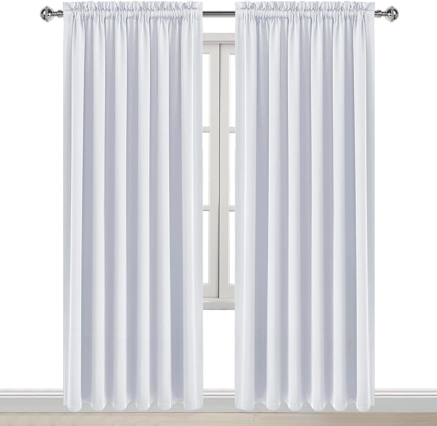 DWCN White Curtains for Living Room Thermal Insulated, Energy Saving & Noise Reducing Bedroom Curtains, White, W 70x L 84 Inch, Set of 2…