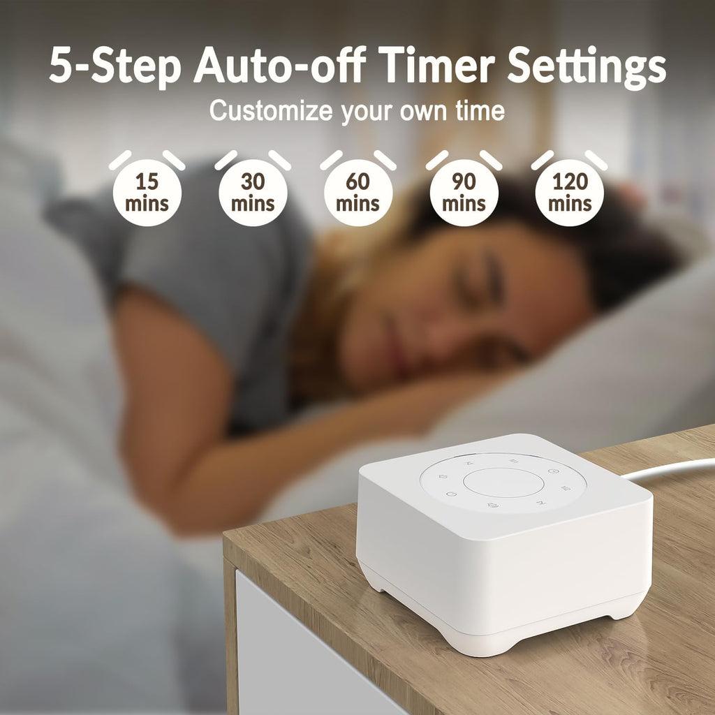 White Noise Sound Machine, Noise Machine for 20 Soothing Sounds, 2 Customizable Shortcut Buttons, Timer, Memory Function, USB-A Cable…