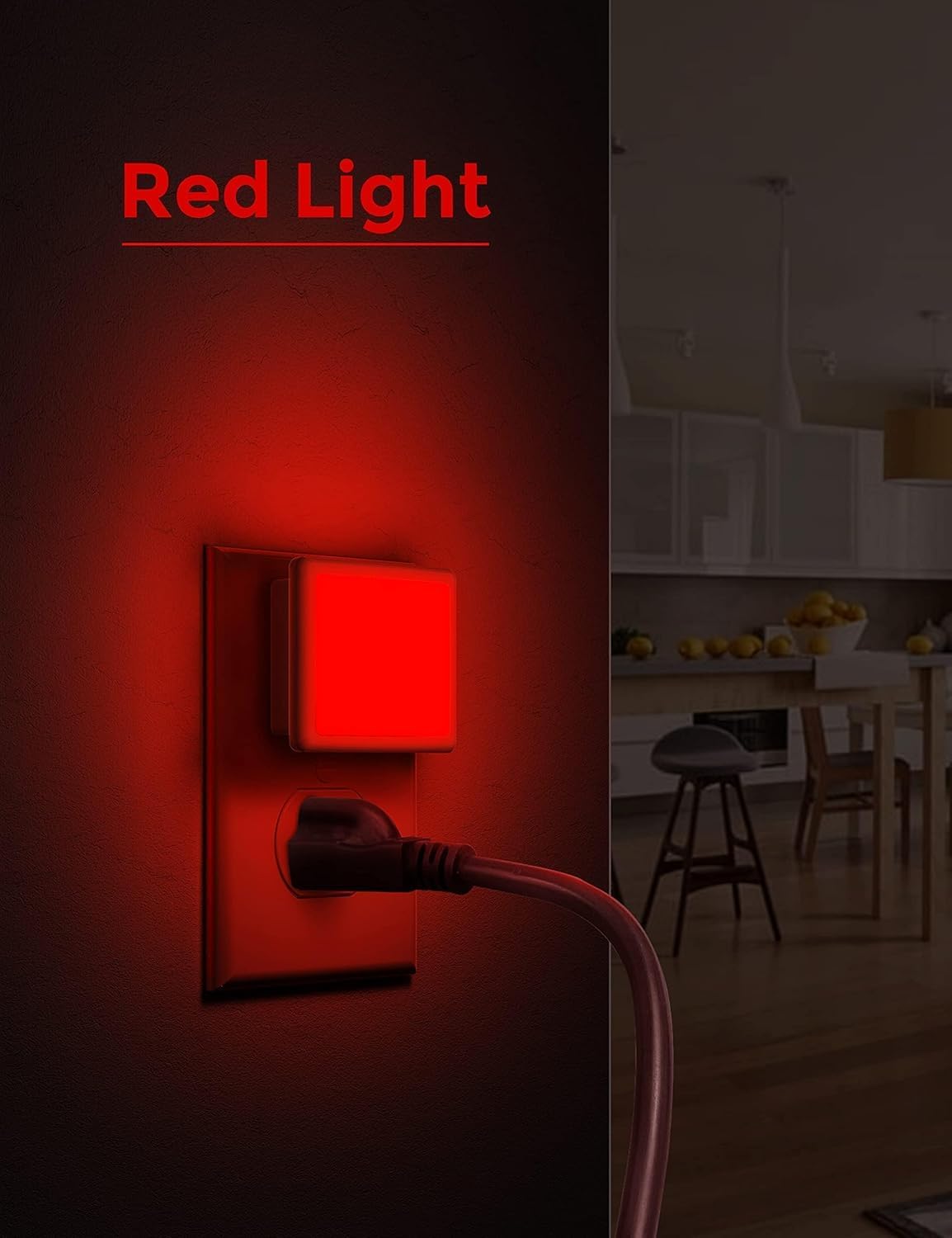 Llohasled L LOHAS LED Red Night Lights Plug into Wall 6-Pack, 0.3W Plug in Night Light, Dusk to Dawn, Bright Nightlight Auto-On/Off, for Ad…