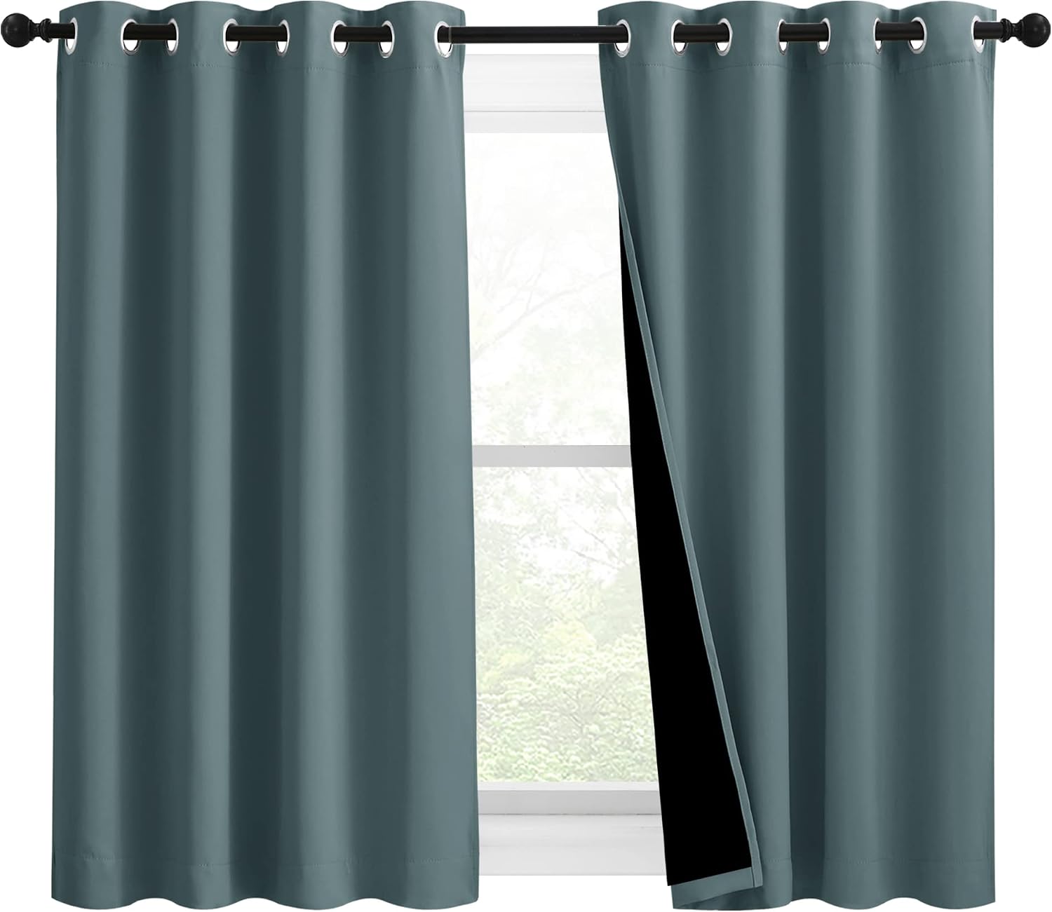 Nicetown 100% Blackout Curtains 54 inches Long, Double-Deck Completely Blackout Window Treatment Thermal Insulated Lined Drapes for Small W…