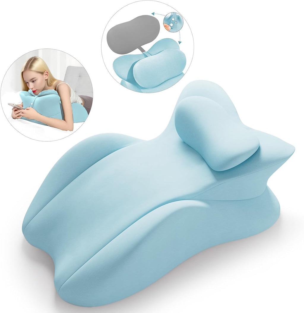 eleELEOPTION ele ELEOPTION Memory Foam Ergonomic Wedge Pillow Prone Reading Pillow for Bed Sofa Stomach Back and Neck Support Sitting Up wi…