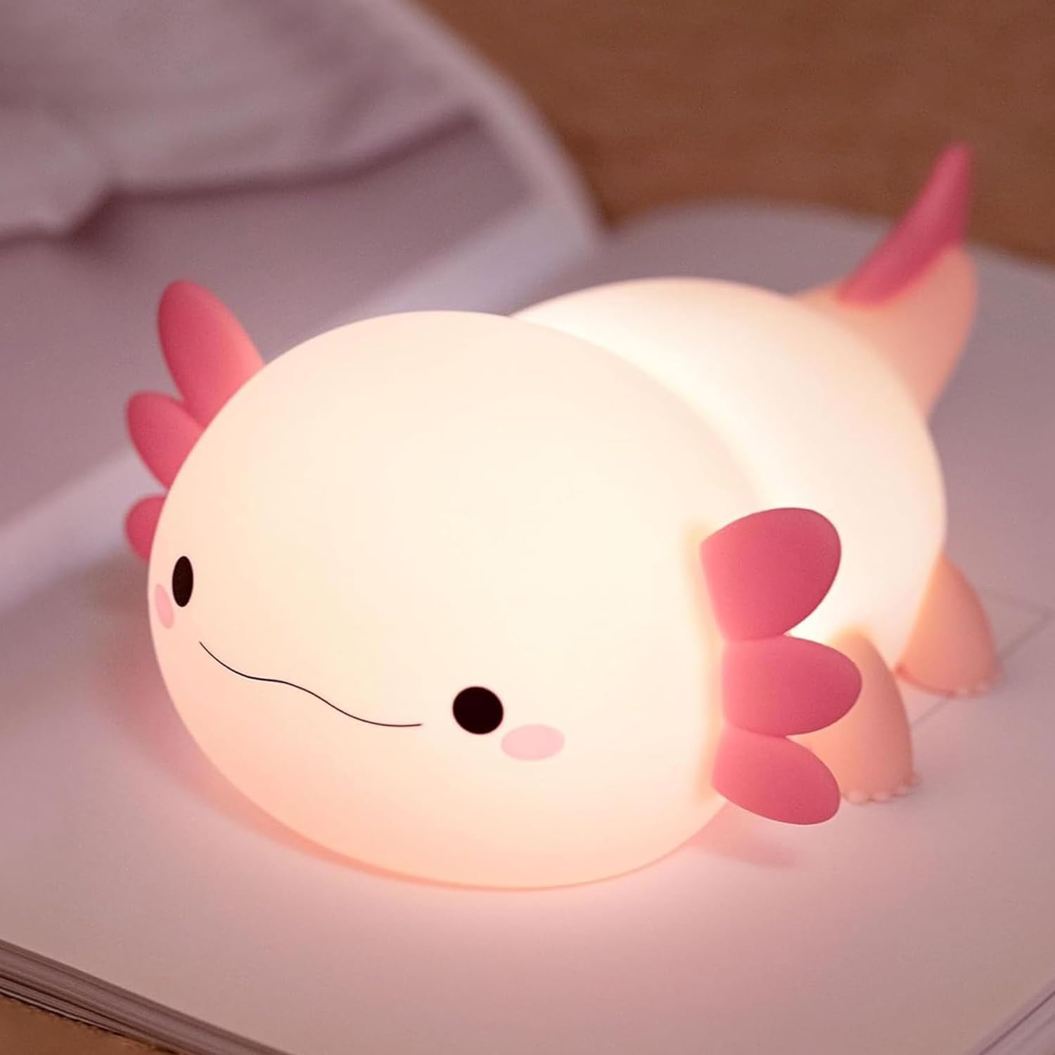 FAMIDUO-BrightenYourLife FAMIDUO Axolotl Lamp, Cute Axolotl Night Light, Dimmable Silicone Animal Nursery Night Light, Adorable Rechargeable S…
