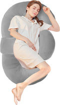 SchnauzerHome Pregnancy Pillows for Sleeping, E Shaped Maternity Pillow for Pregnant Women with Adjustable Wedge Pillow, 48 Inch Full Body…