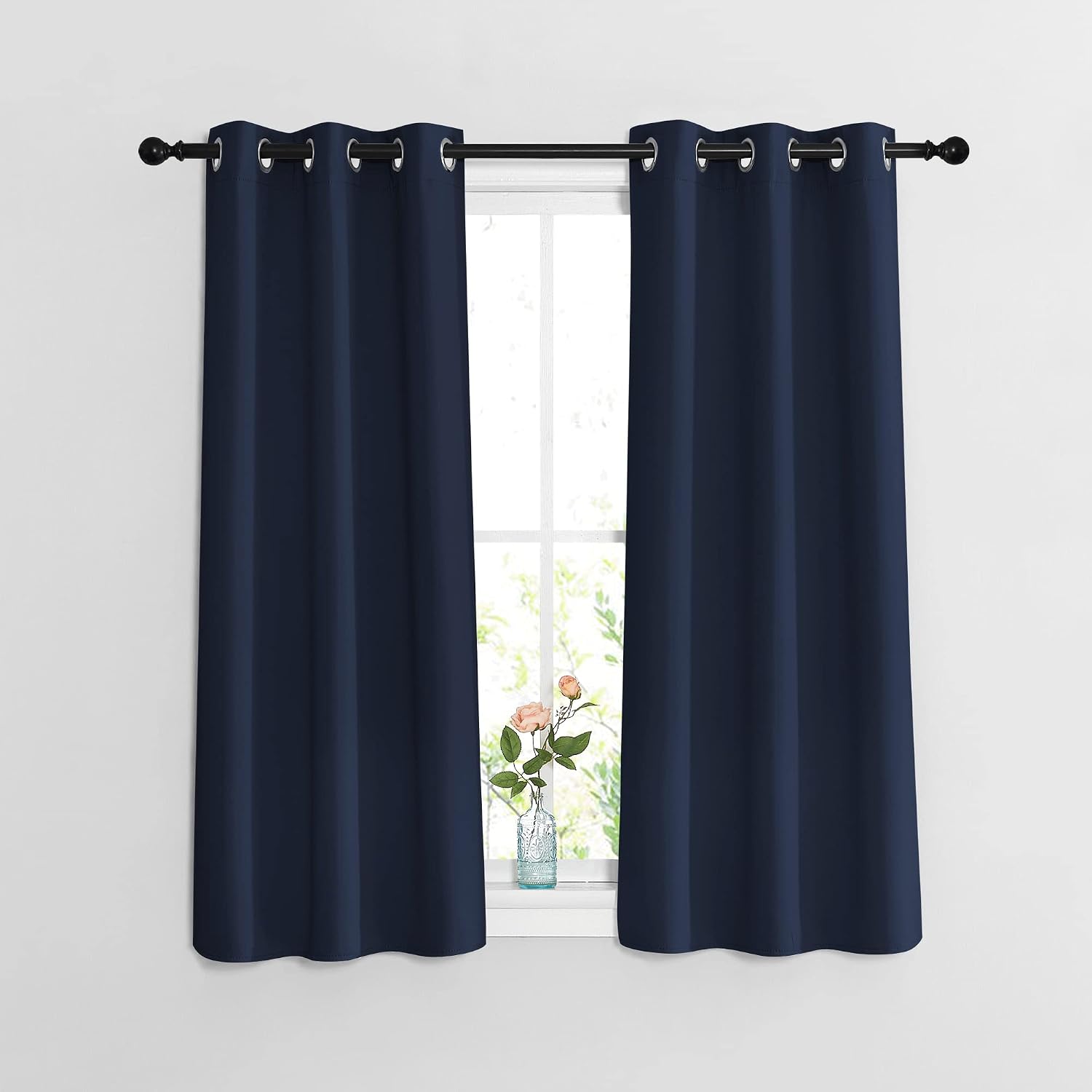 Nicetown Blackout Curtains and Drapes for Kitchen - Thermal Insulated Solid Grommet Top Blackout Panels/Draperies for Kid's Room (Navy, 1 P…