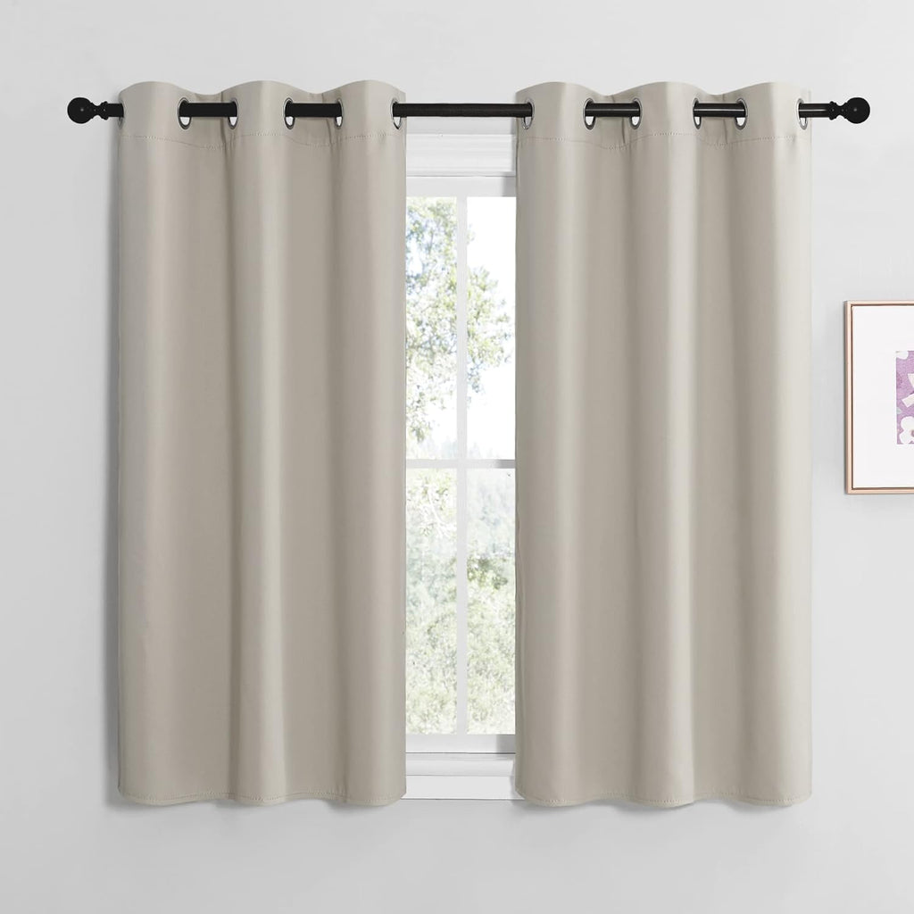 NICETOWN Kitchen Curtains for Decoration, Thermal Insulated Grommet Room Darkening Draperies/Panels for Laundry (Natural, 2 Panels, W42 x…