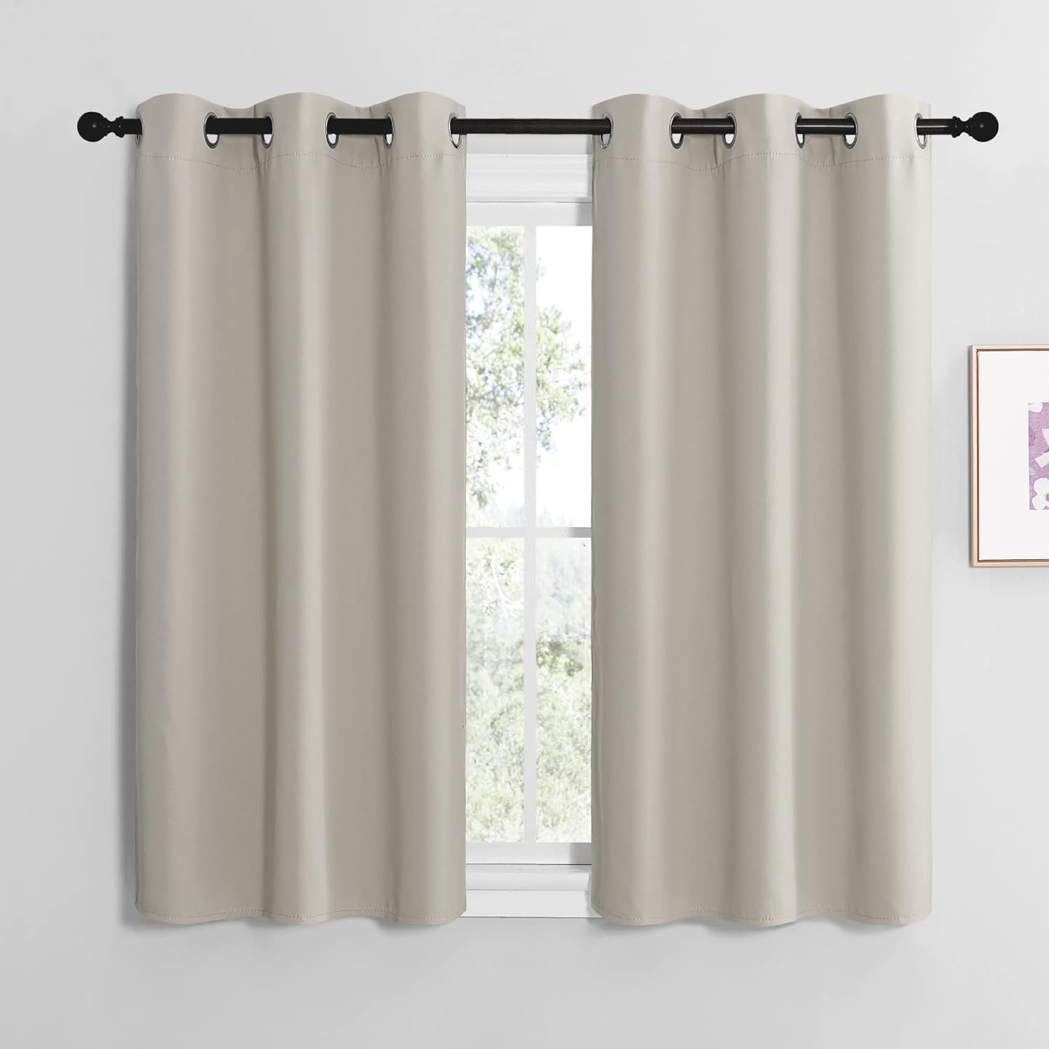 NICETOWN Kitchen Curtains for Decoration, Thermal Insulated Grommet Room Darkening Draperies/Panels for Laundry (Natural, 2 Panels, W42 x…