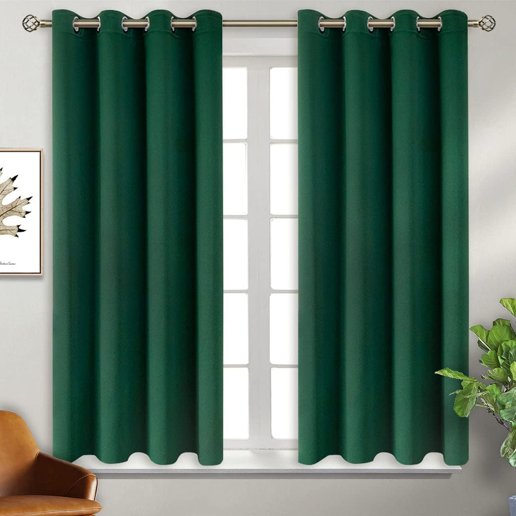 BGment Green Blackout Curtains 54 Inch Length 2 Panels Set, Grommet Thermal Insulated Room Darkening Curtains for Bedroom, Each 46 x 54 Inc…